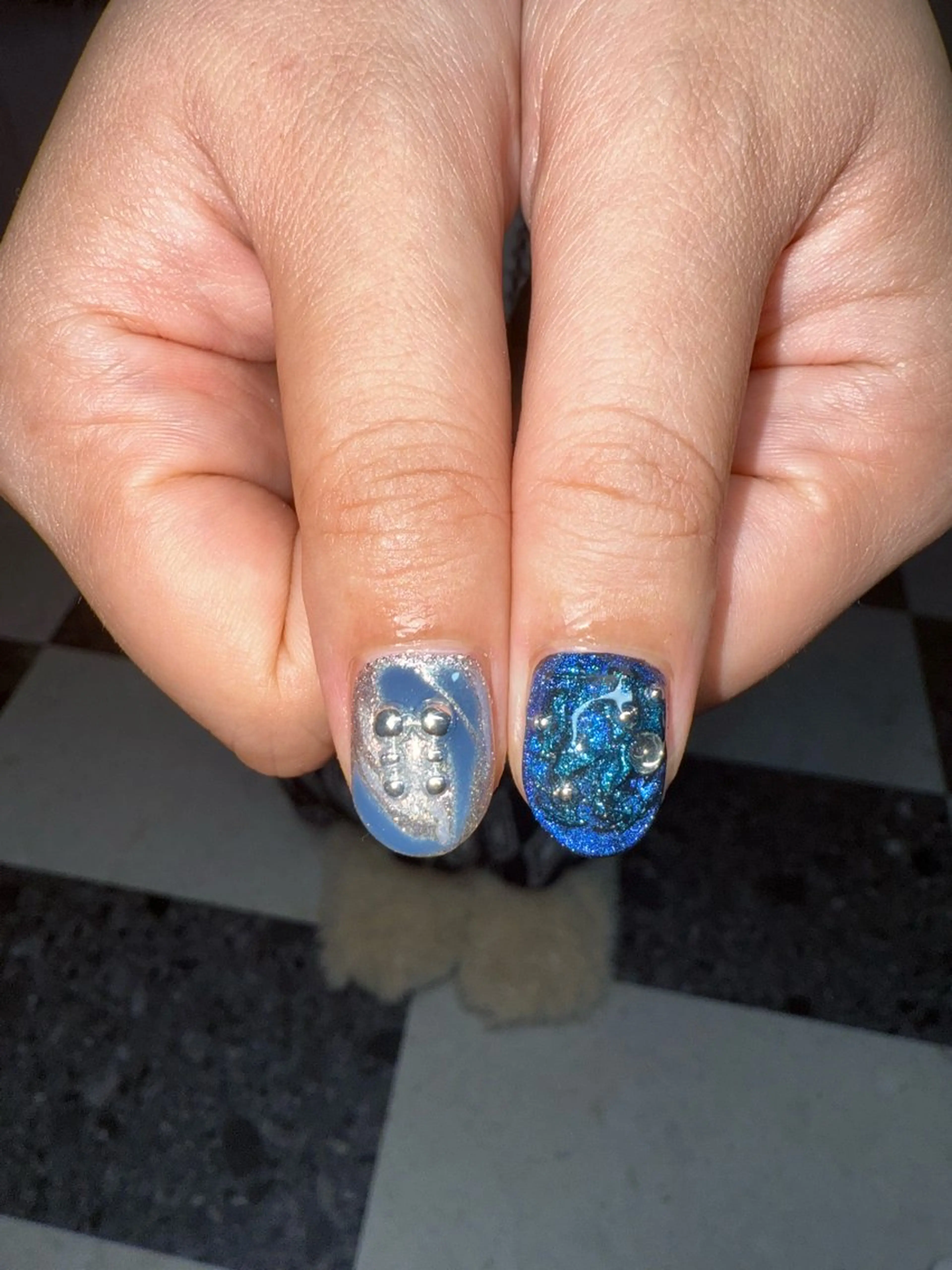 ネイル ブルー シンプルネイル ハンドネイル posa nail モエミのネイルデザイン