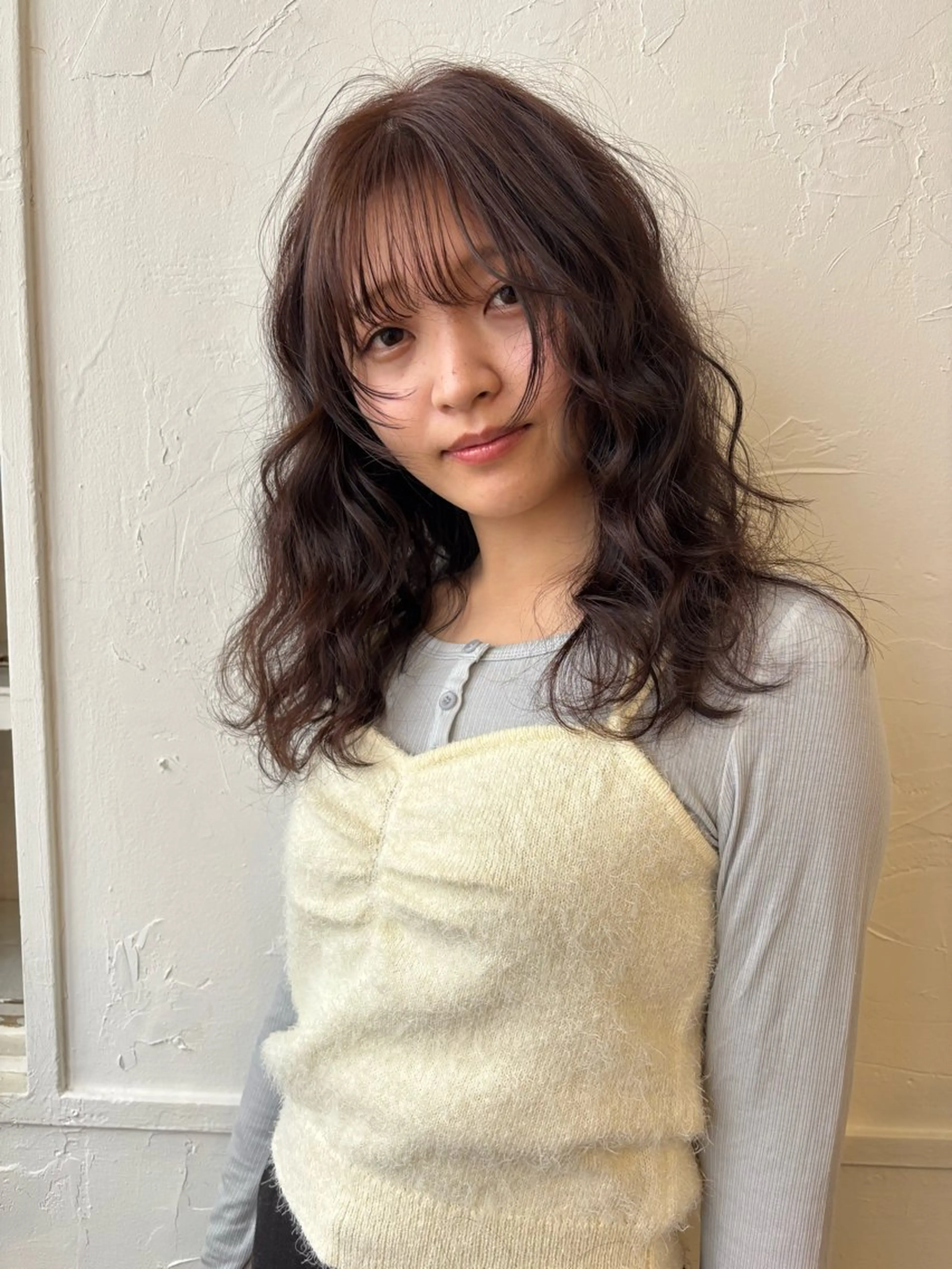 セミロング カット パーマ 藤井 ユウキのヘアスタイル