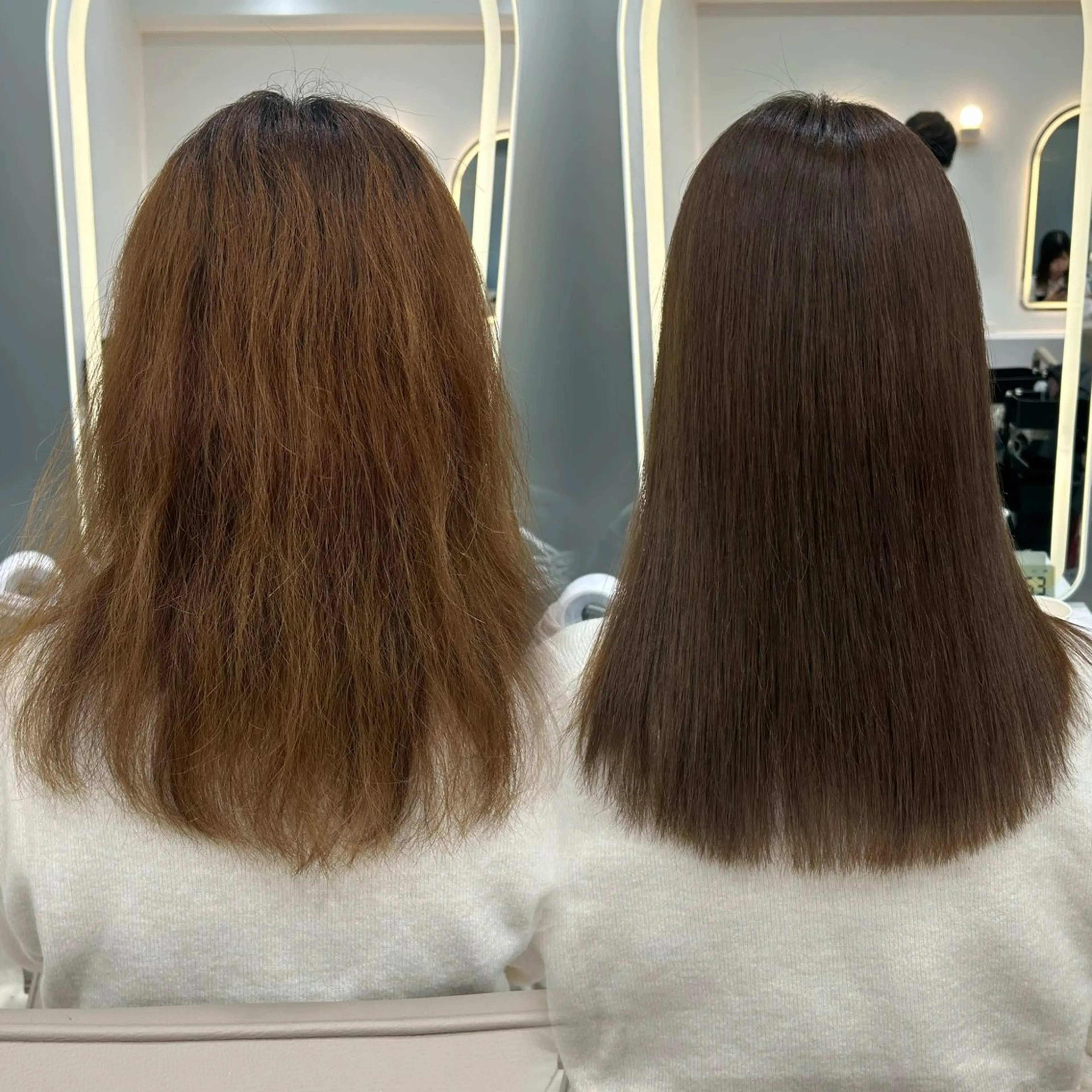 セミロング 髪質改善 縮毛矯正 酸性ストレート カット ヘアカラー 縮毛矯正 ダブルカラー髪質改善 /Annaのヘアスタイル