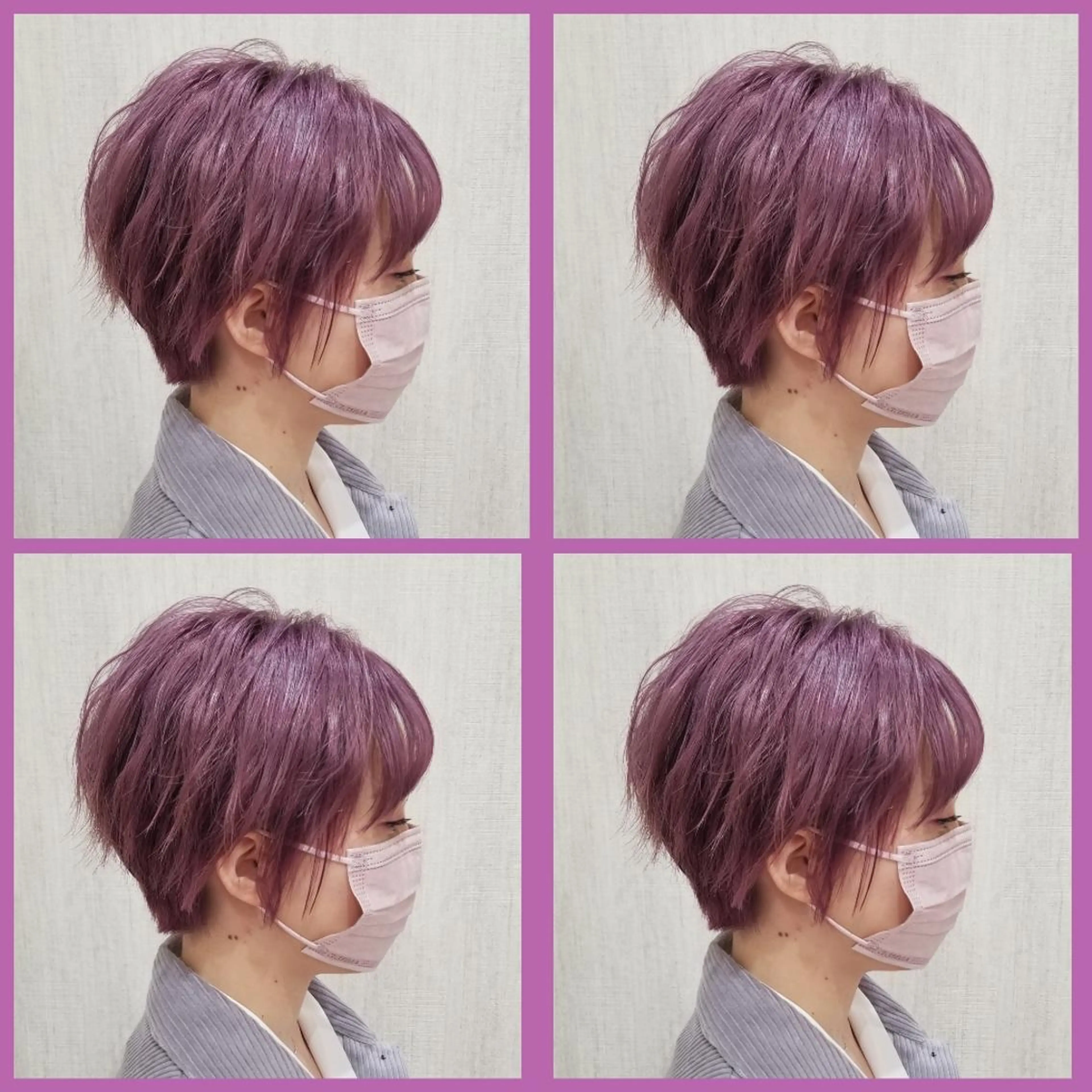 ショート カラー ダブルカラー ピンクカラー ピンクパープル パープルカラー ショートヘア カット ヘアカラー レイヤーカット/ 髪質改善/代表西村のヘアスタイル