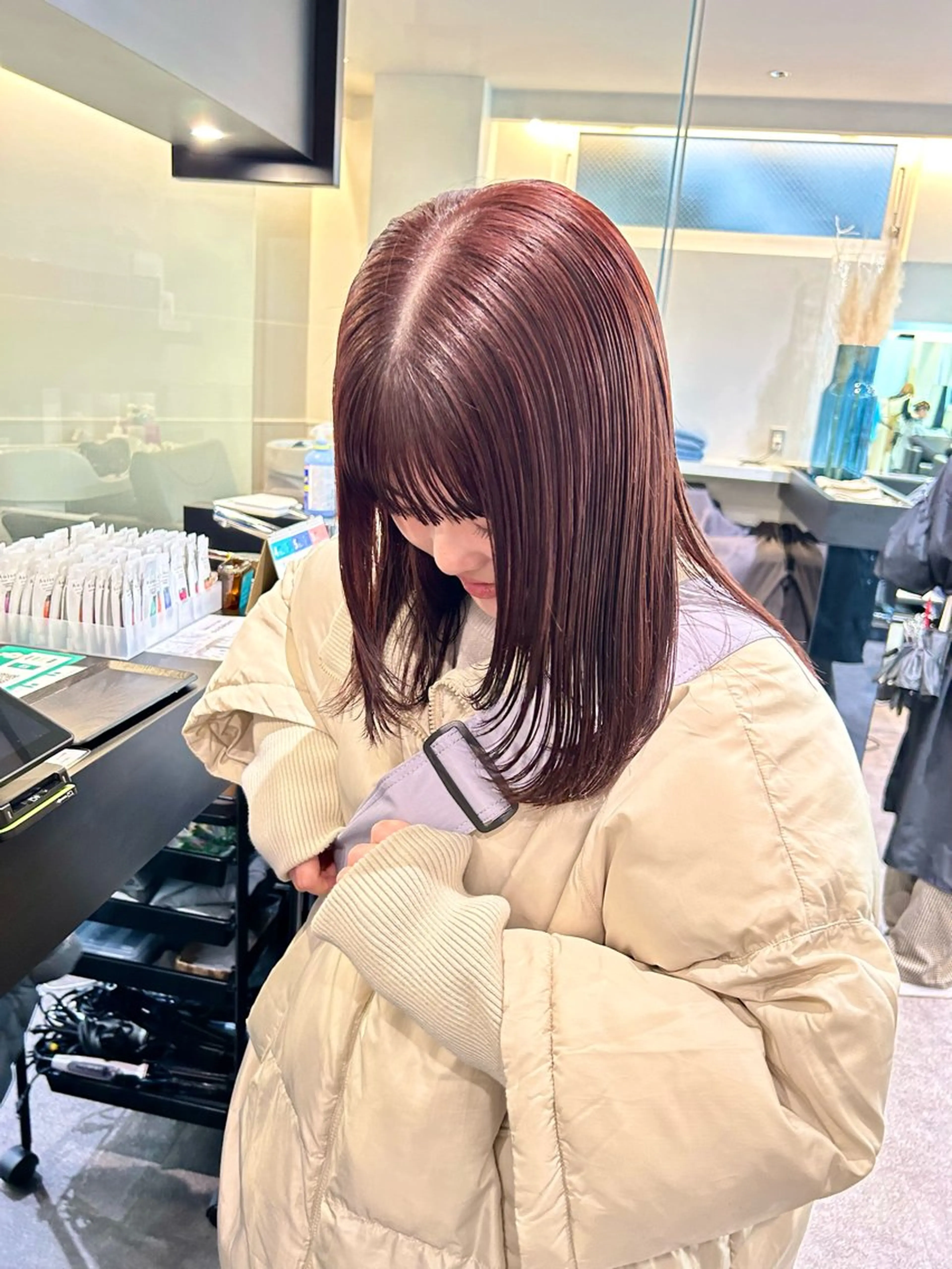 セミロング カラー 透明感カラー ラベンダーカラー ピンクカラー ピンクラベンダー 🎀ヘアセット透明感 /REINA🎀のヘアスタイル