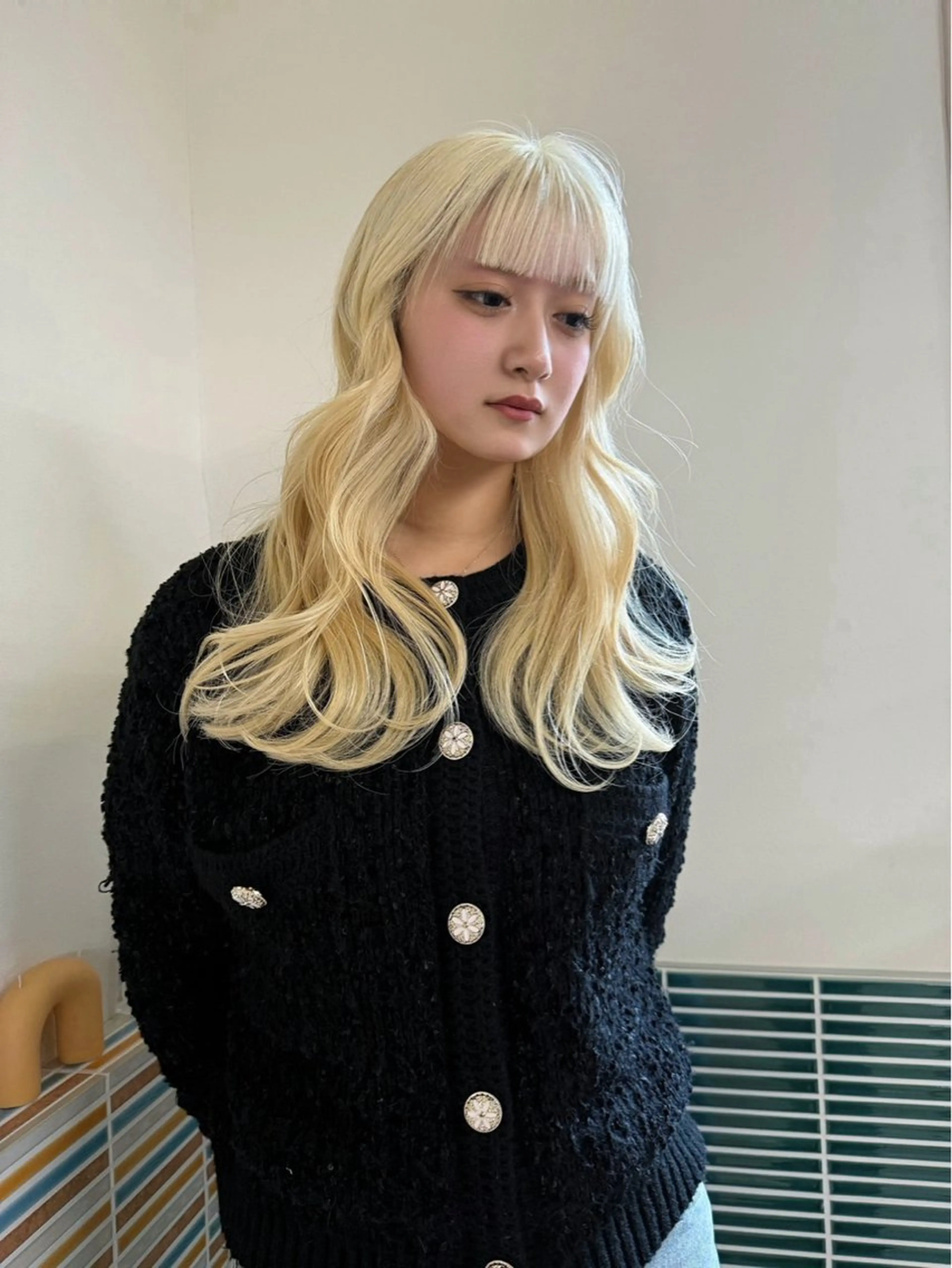 ロング カラー カット ヘアカラー 💛透明感ハイトーン /ブリーチ縮毛💛のヘアスタイル