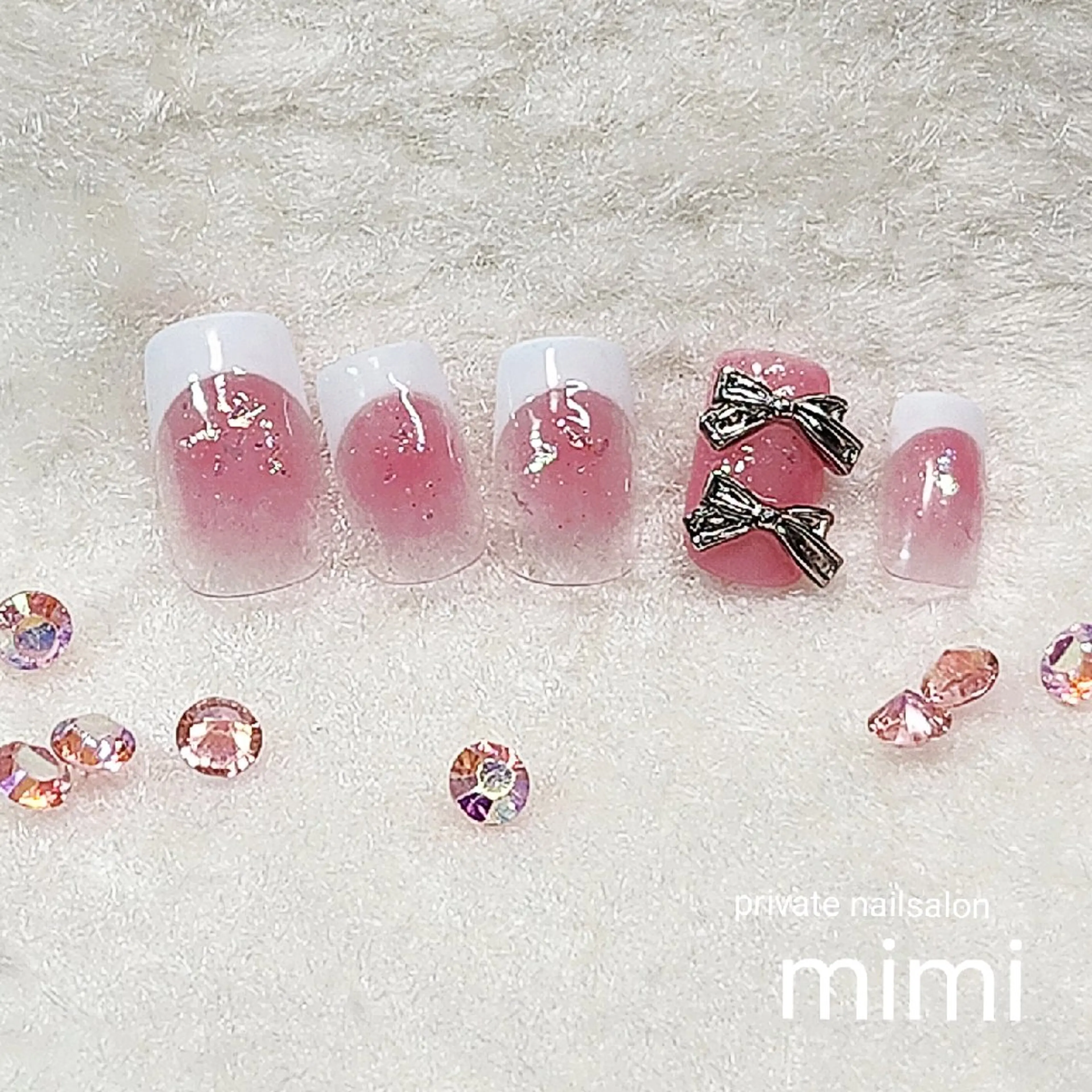 ネイル チークネイル フレンチネイル 博多ネイル ｍｉｍｉのネイルデザイン