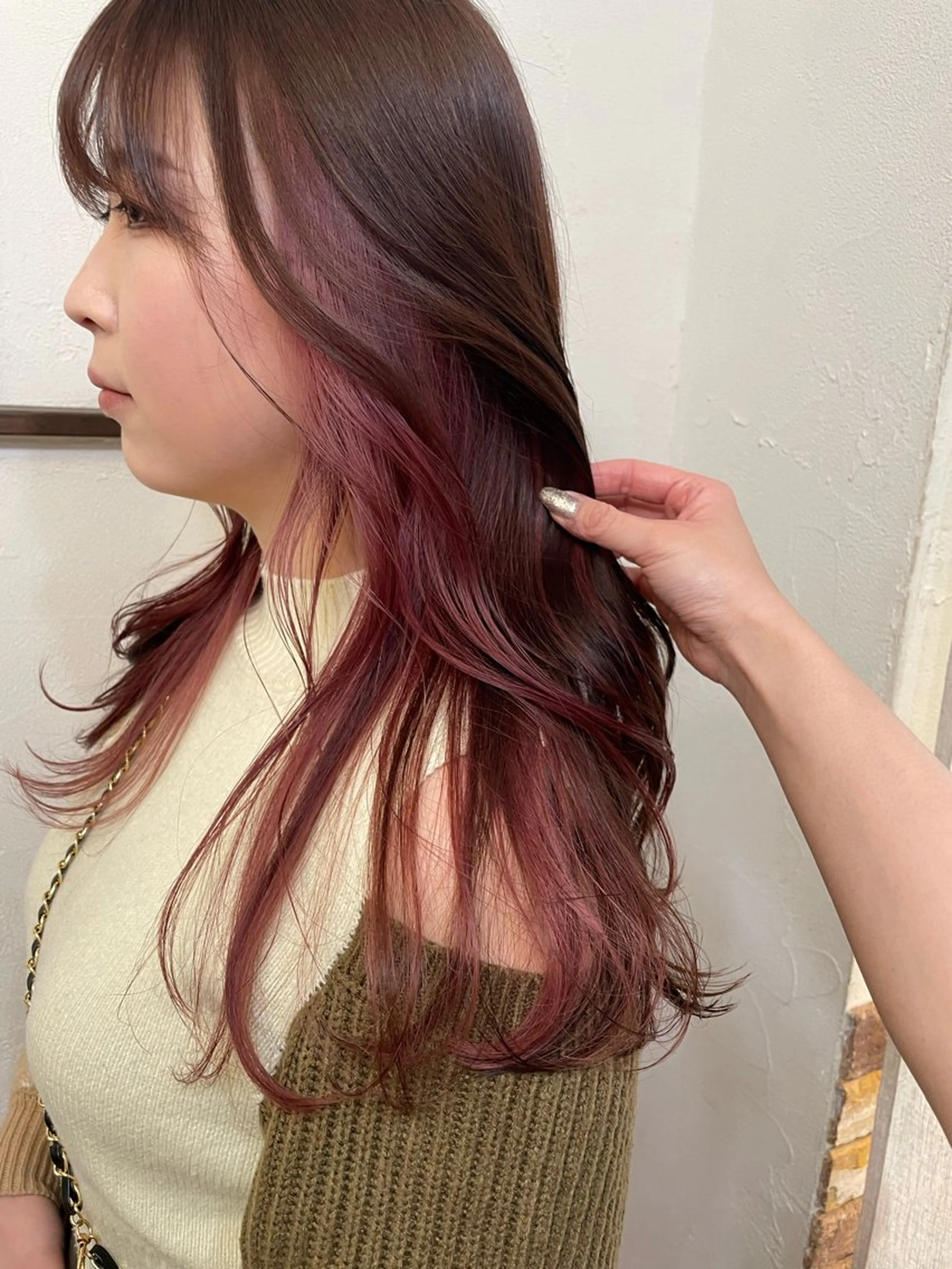 ロング カラー インナーカラー ピンクカラー ヘアカラー 🦋透明感 艶カラー Rie🦋のヘアスタイル