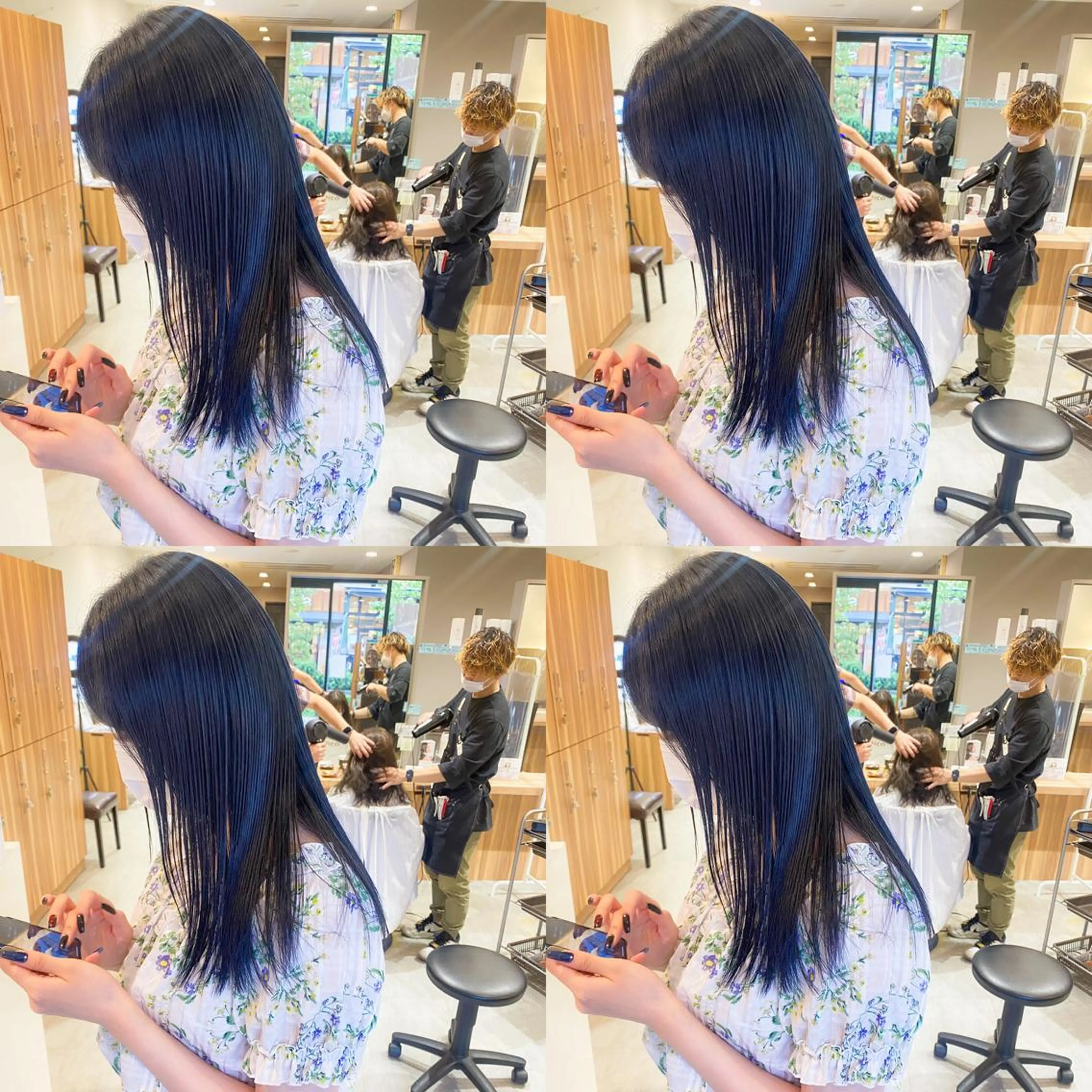 ミディアム カラー ヘアアレンジ ブルーカラー ネイビーカラー カット ヘアカラー 竹内啓太 ボブのヘアスタイル