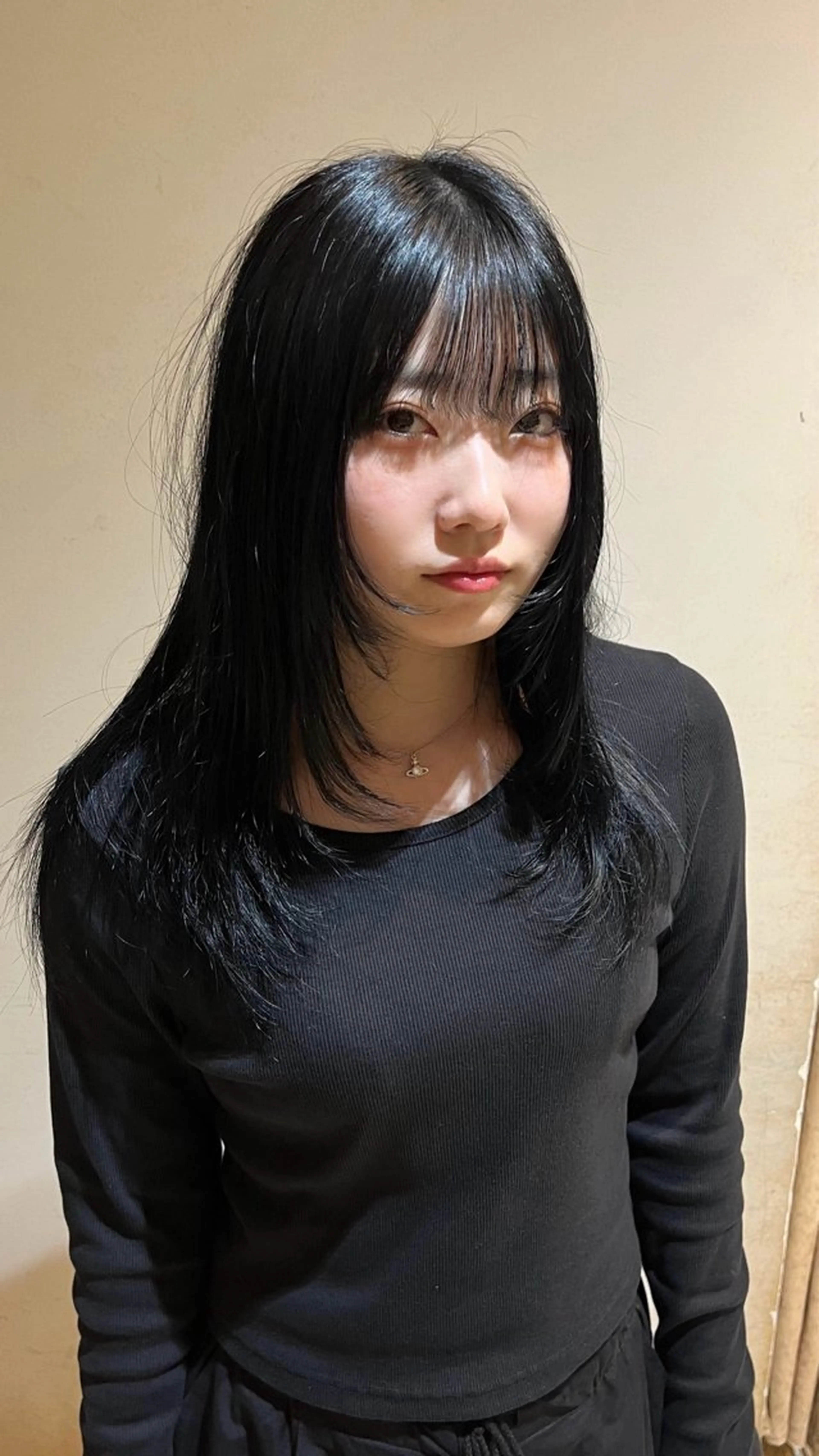 カラー 黒髪 ブルーカラー ブルーブラック 大人可愛い/韓国 レイヤー🎀まおのヘアスタイル