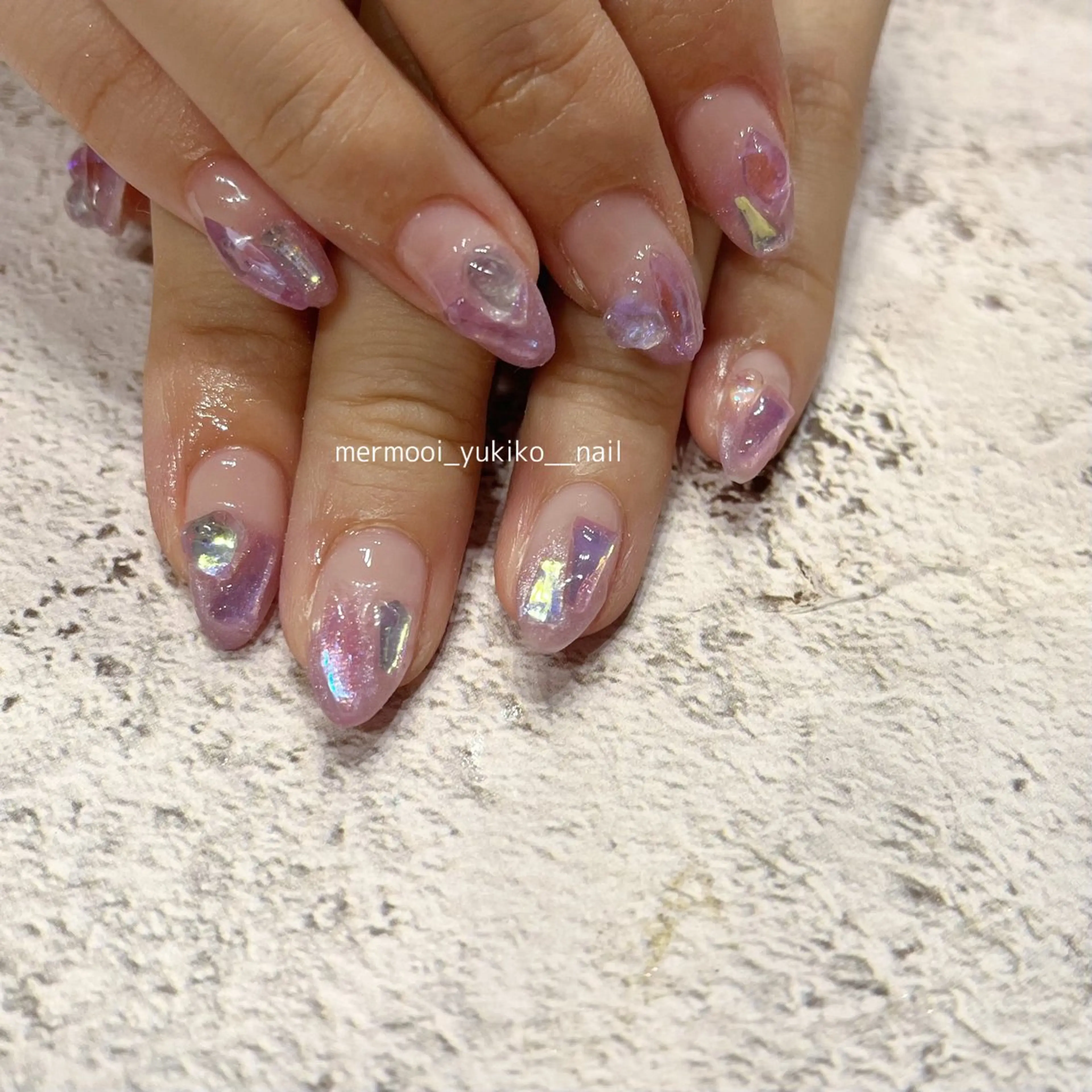 ネイル アートネイル オーロラネイル ジェルネイル キラキラネイル 韓国ネイル ハンドネイル mermooi所属・melumooi nailのネイルデザイン