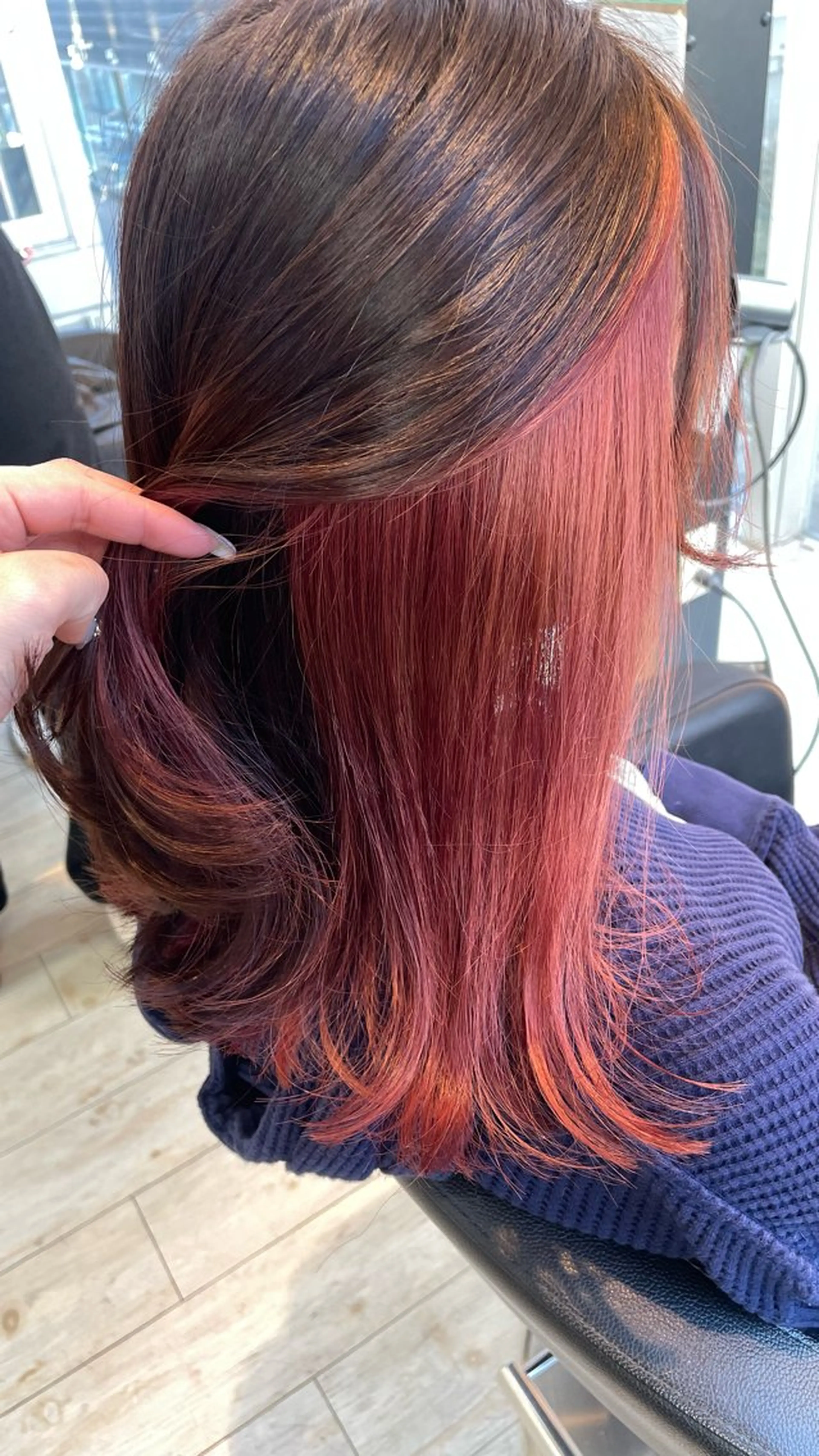 セミロング カラー ブリーチ ピンクカラー ヘアカラー トリートメント ブリーチ/髪質改善/ ハイトーン/暖色のヘアスタイル