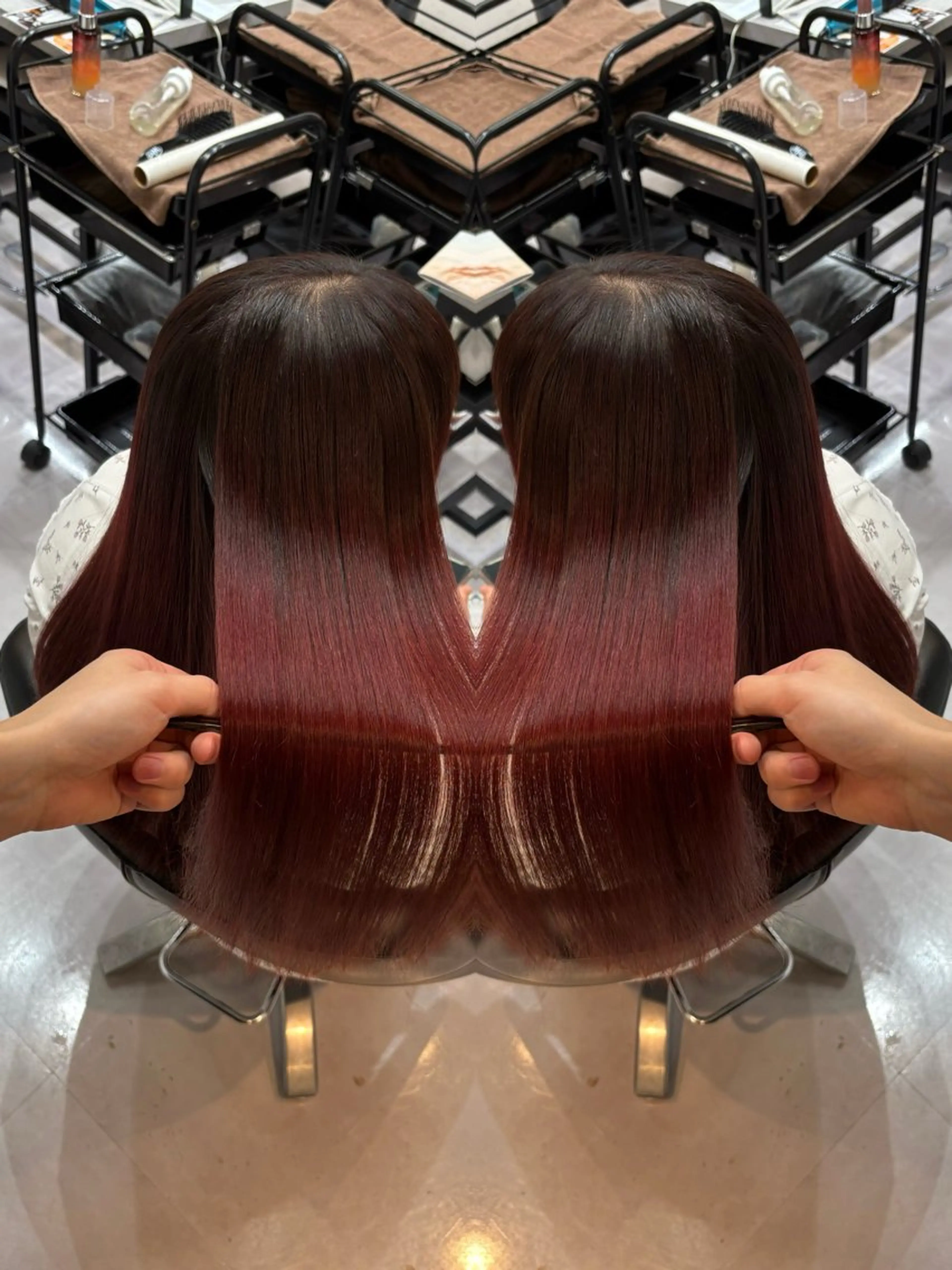 ロング カラー カット ヘアカラー 縮毛矯正 トリートメント 🩵レイヤー✖︎ 髪質改善🩵リョウヤのヘアスタイル