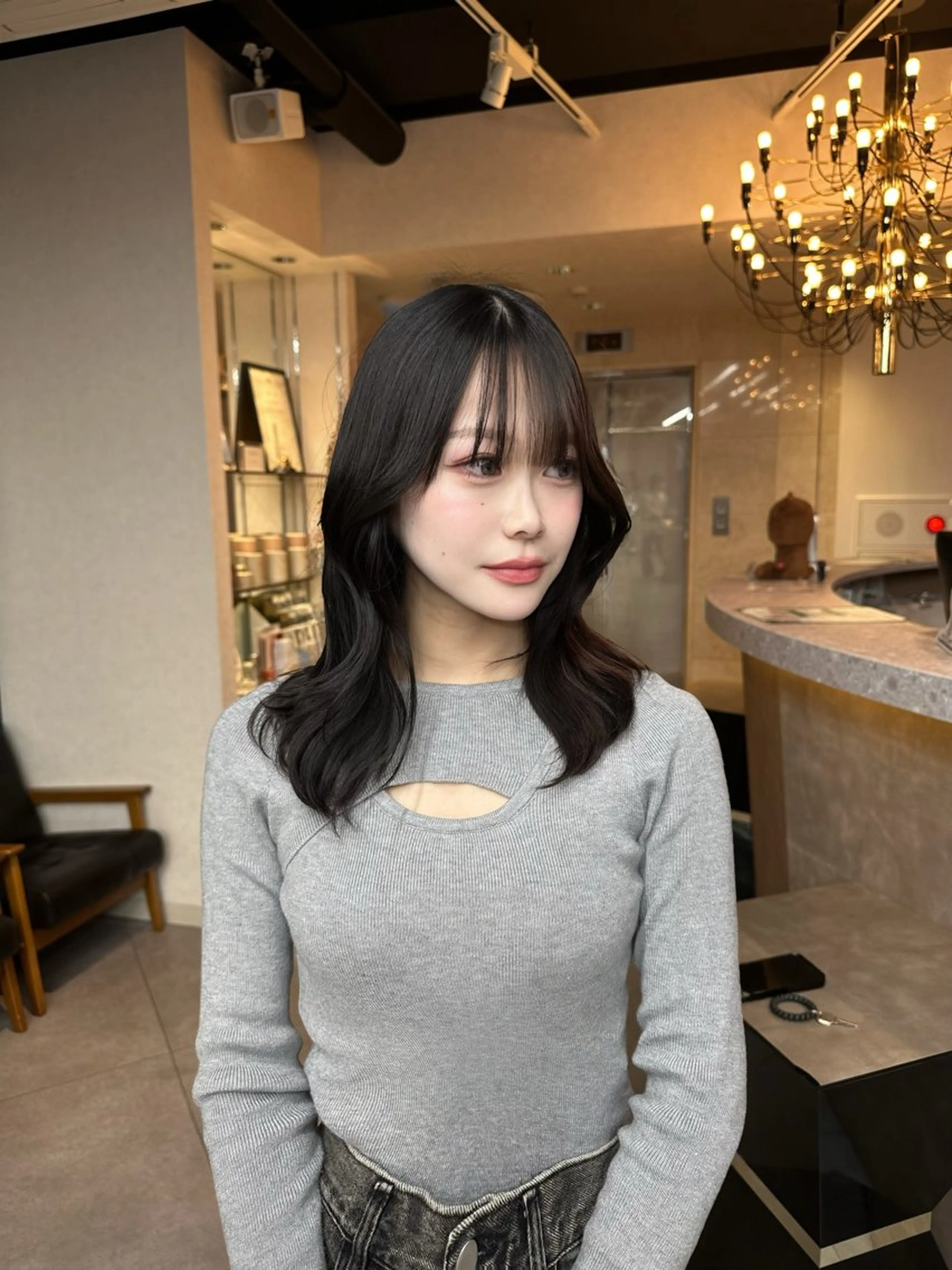 ミディアム カラー カット ヘアカラー トリートメント 韓国/レイヤー/ 透明感🩶ひかる🩶のヘアスタイル