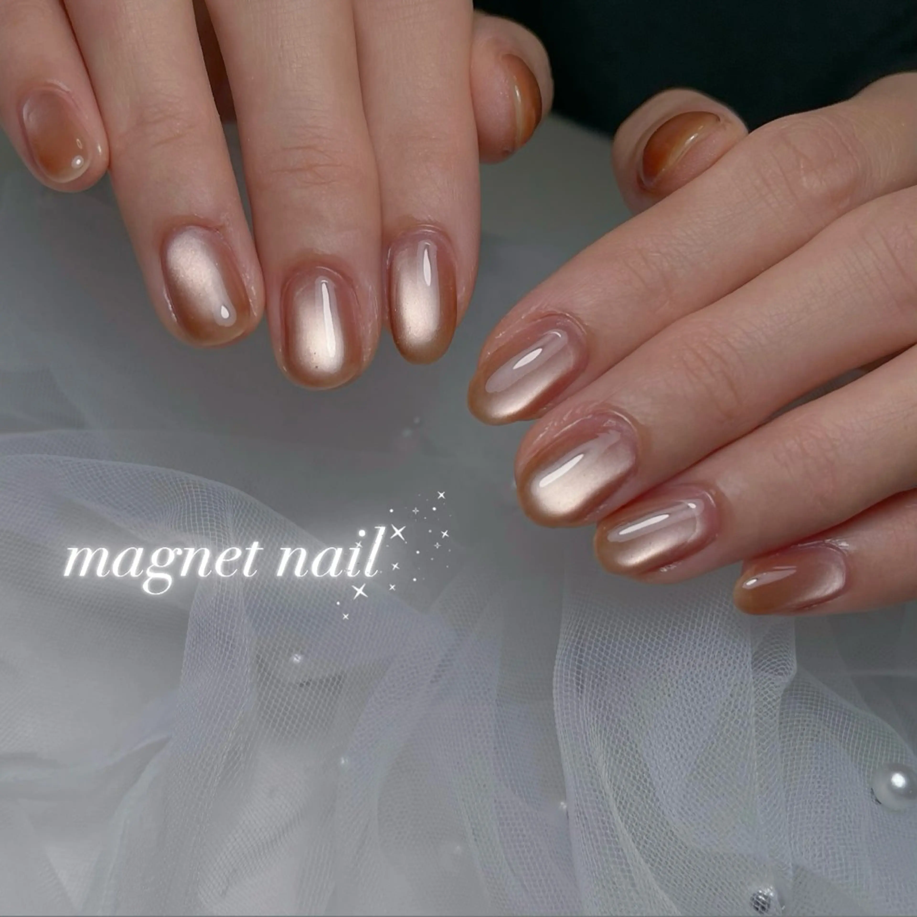 ネイル 長さ出し フラッシュネイル ジェルネイル 韓国ネイル マグネットネイル ハンドネイル RE SALONのネイルデザイン