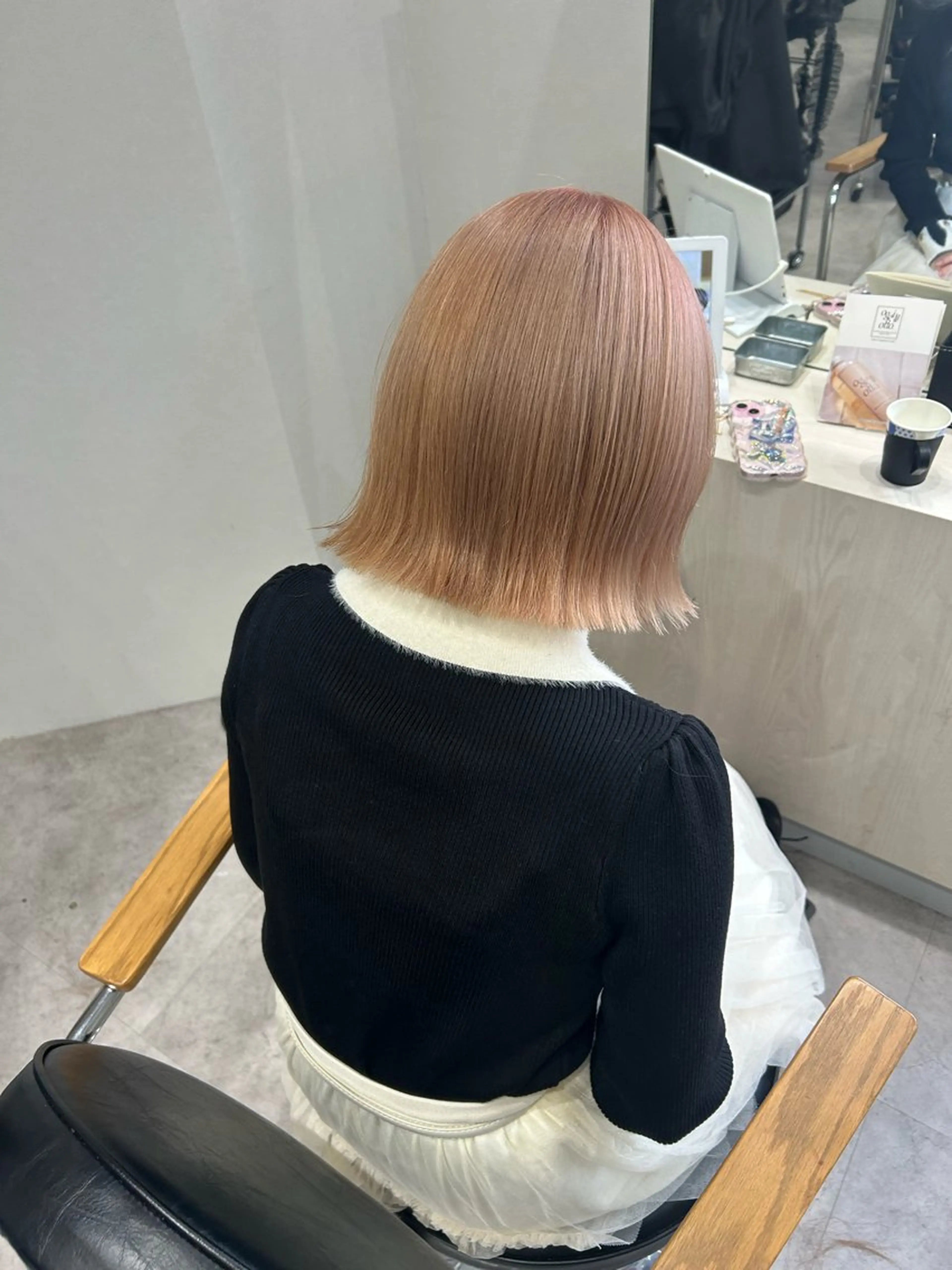 ミディアム カラー ヘアアレンジ ブリーチ ヘアカラー ボブ /ニュアンス/ satomi🧸💖のヘアスタイル