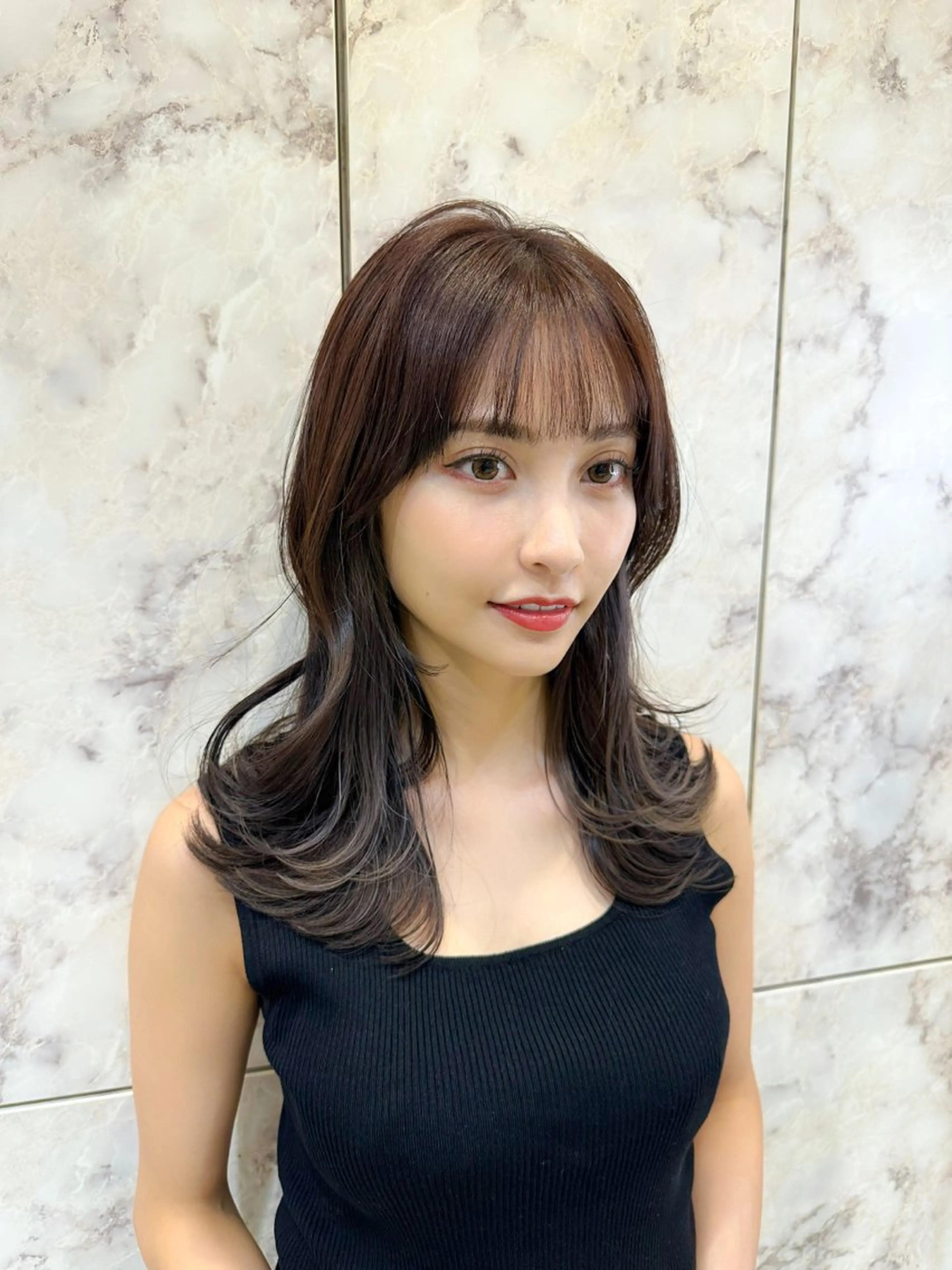 セミロング カラー カット ヘアカラー トリートメント 新宿/韓国風レイヤー 髪質改善/渋谷直樹のヘアスタイル