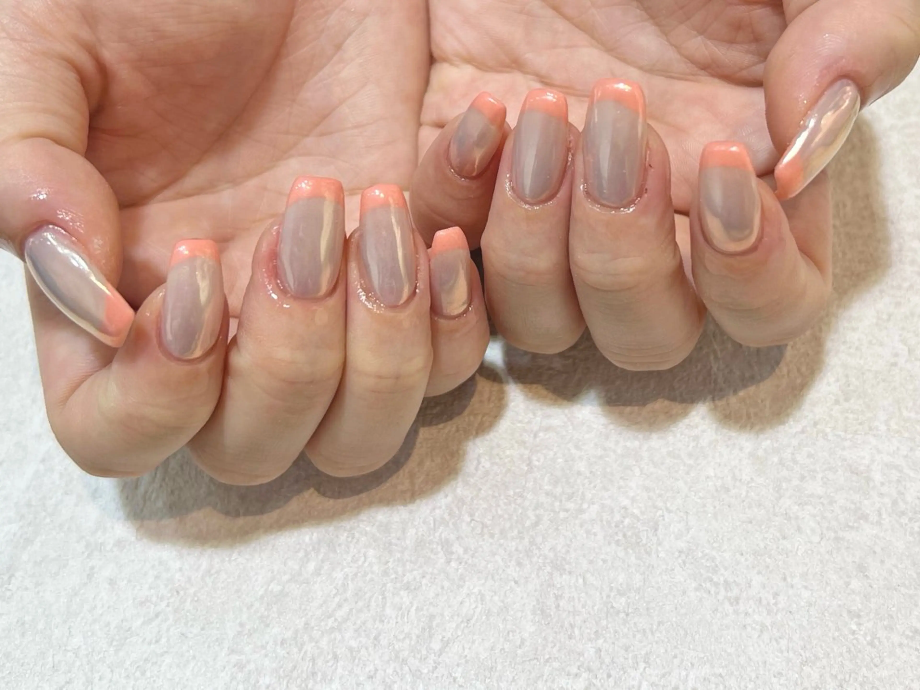 ネイル オーロラネイル フレンチネイル ミラーネイル KAMIO CION Nail  朝倉のネイルデザイン