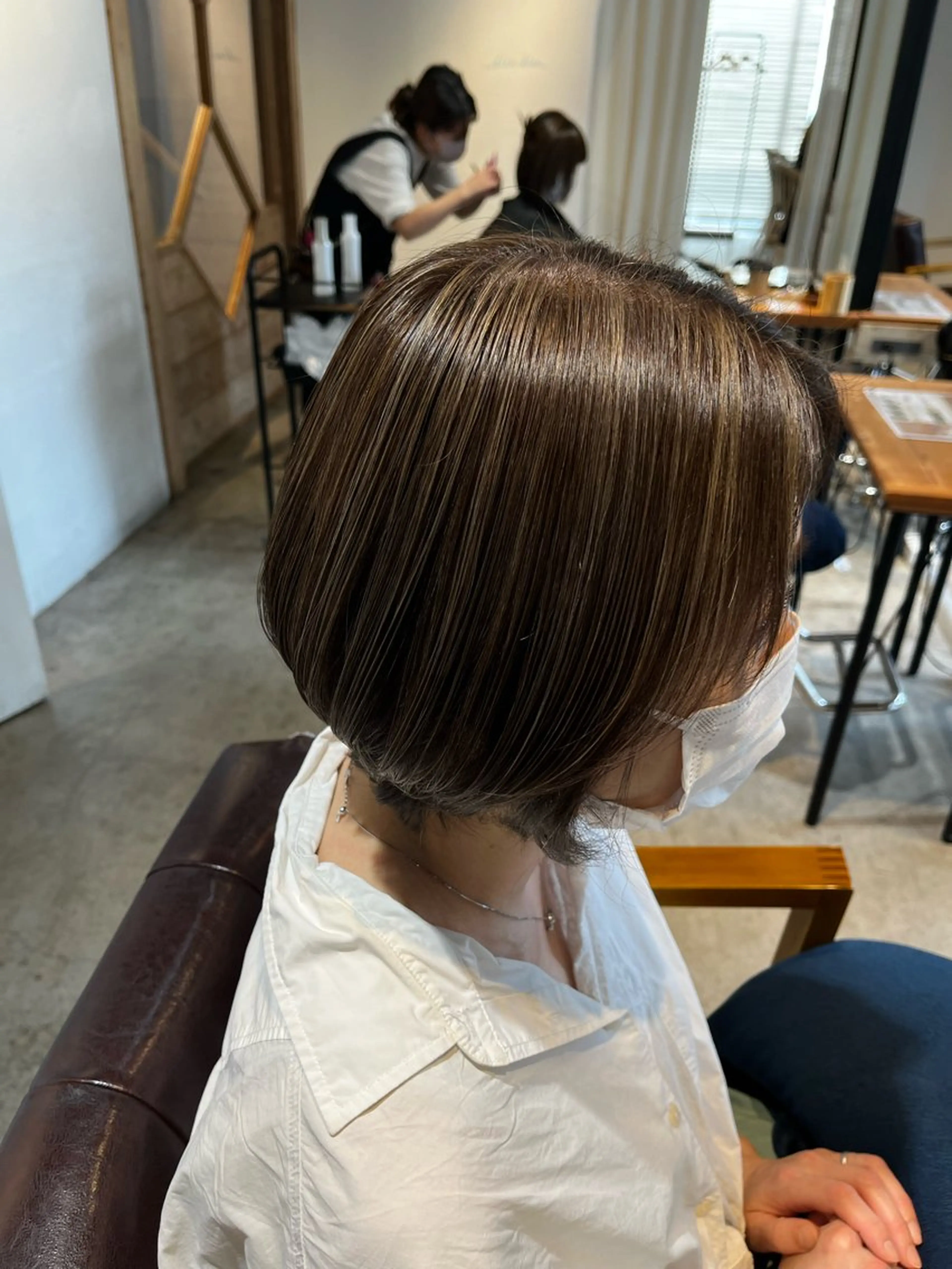 ミディアム ハイライト レイヤーカット 湘南台/高倉航汰のヘアスタイル