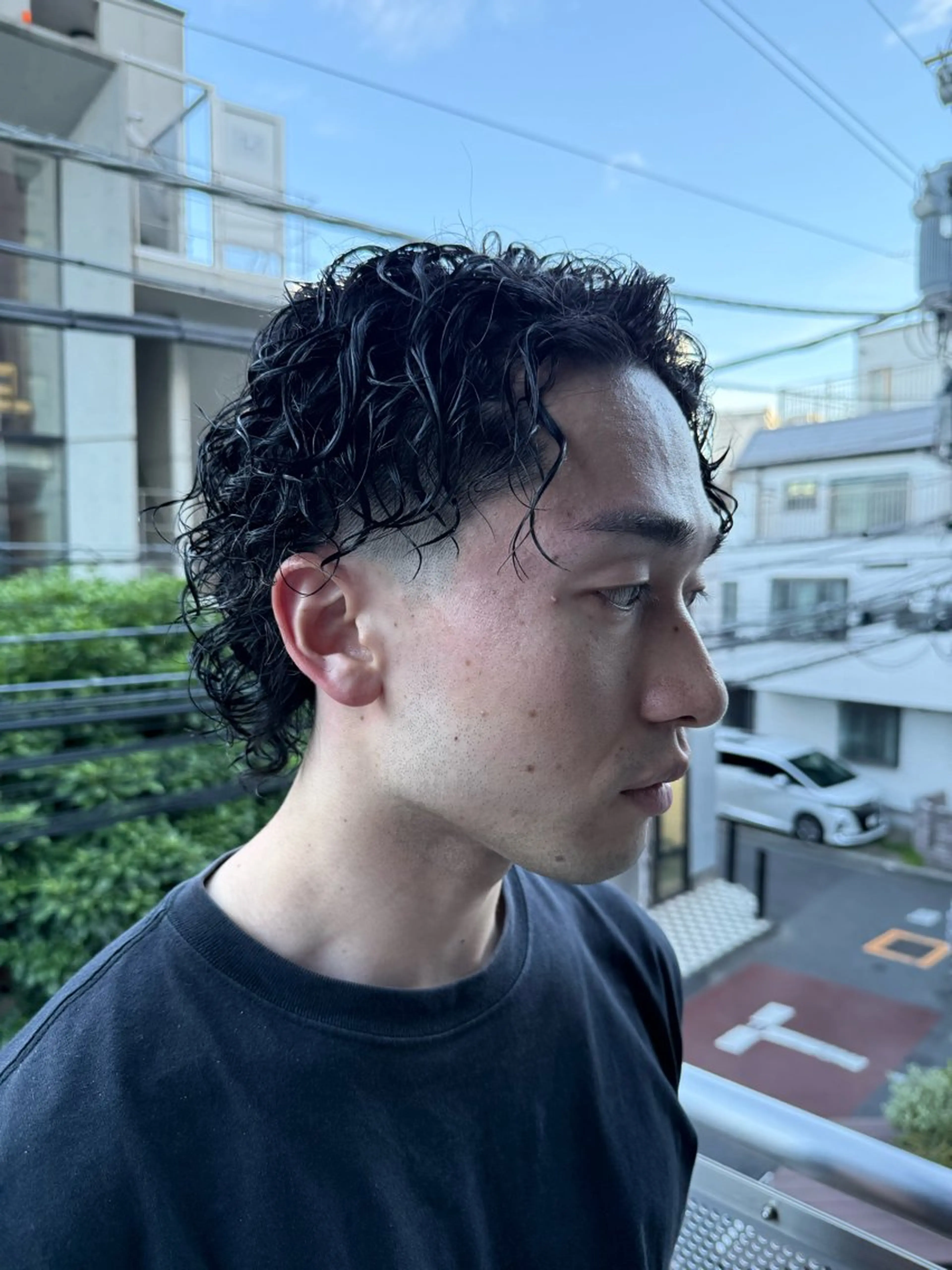 ショート カット パーマ 山影✨バレイヤージュ ハイライト✨メンズ◎のヘアスタイル