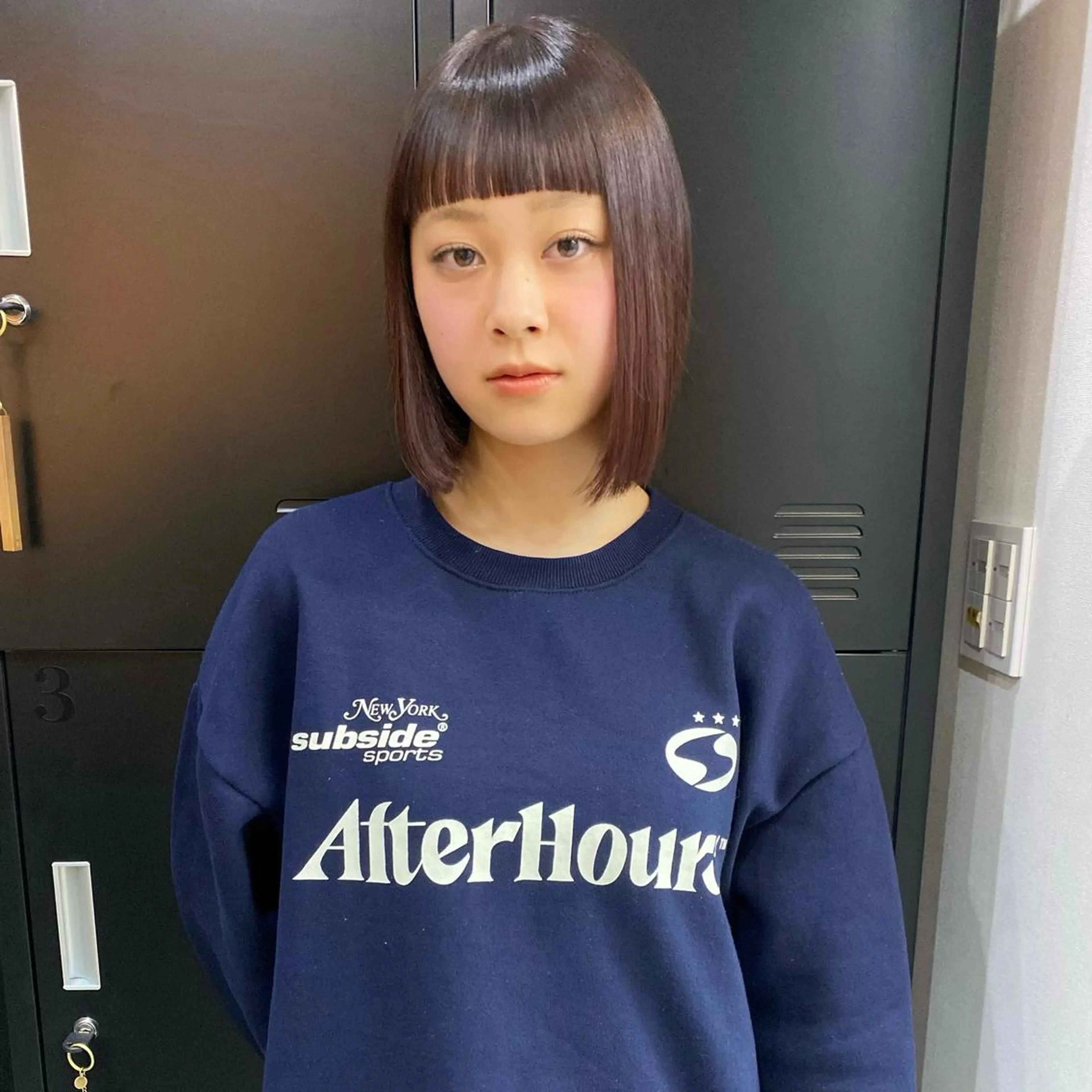 ミディアム カラー ブラウンカラー ピンクカラー ピンクブラウン ダウンパーマ 【sity.ザイク】のヘアスタイル