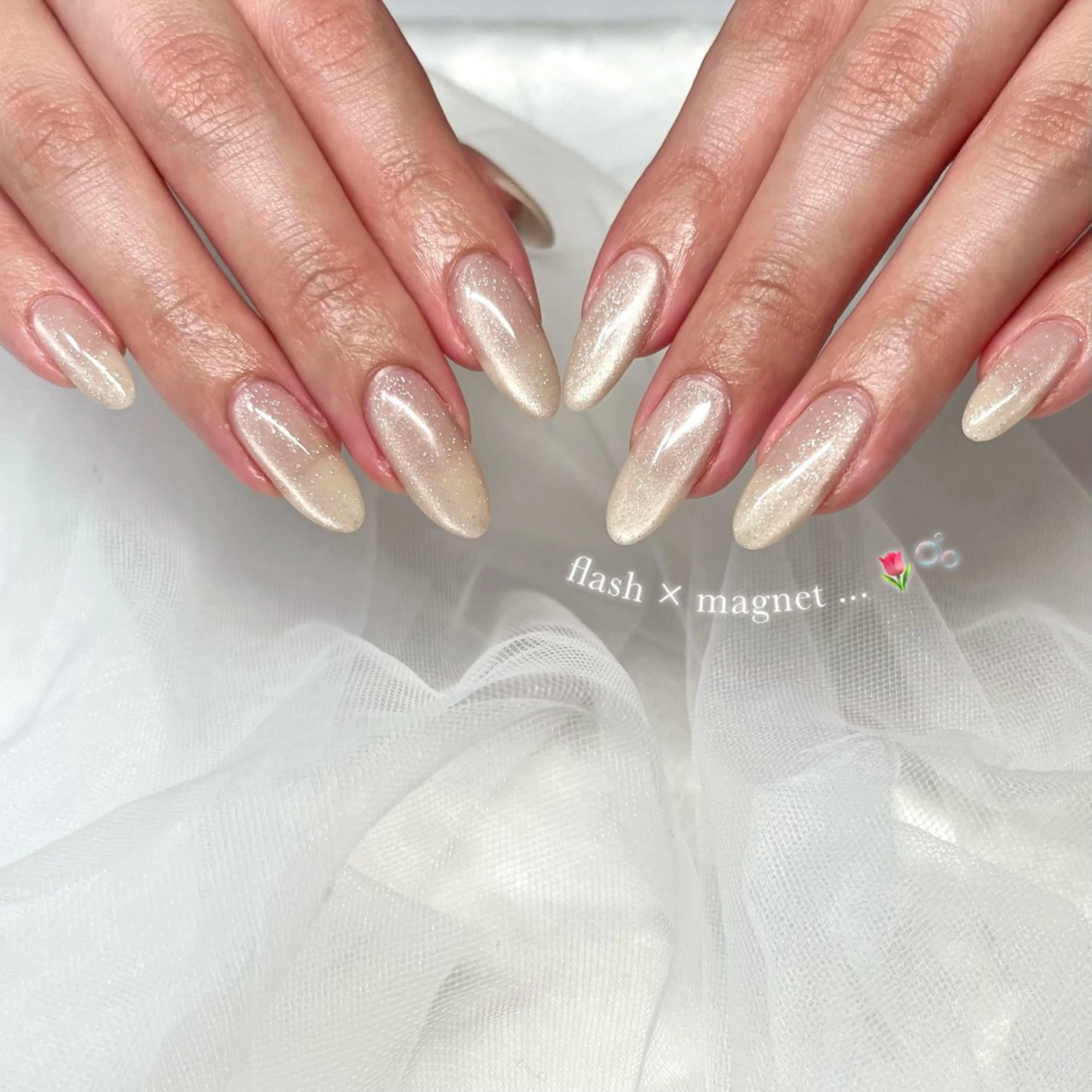 ネイル 長さ出し フラッシュネイル ジェルネイル マグネットネイル 持ち込み ハンドネイル 🌷Gemini nami🌷のネイルデザイン