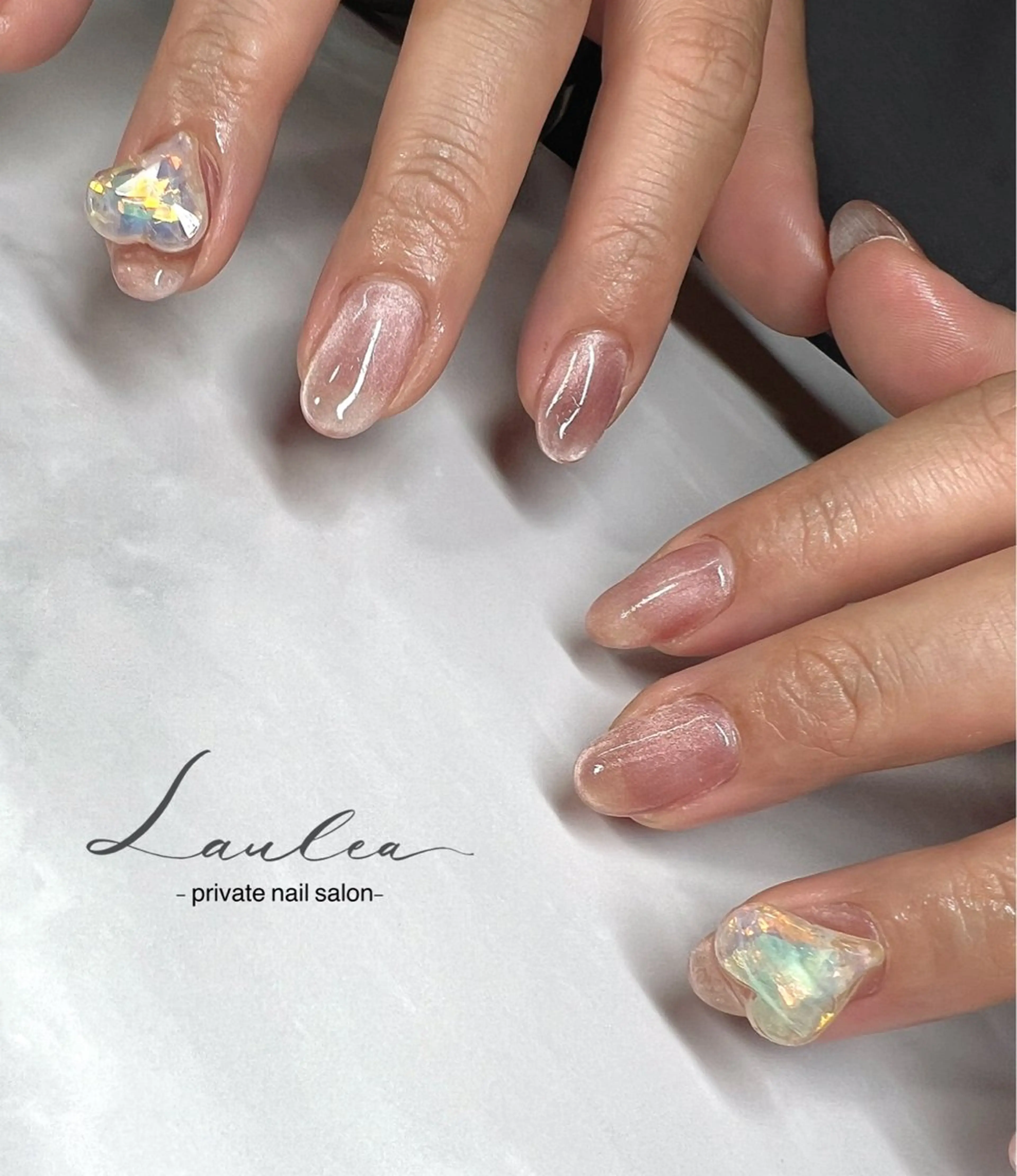 ネイル フットネイル ジェルネイル ハート 韓国ネイル ミラーネイル ハンドネイル nail salon Lauleaのネイルデザイン