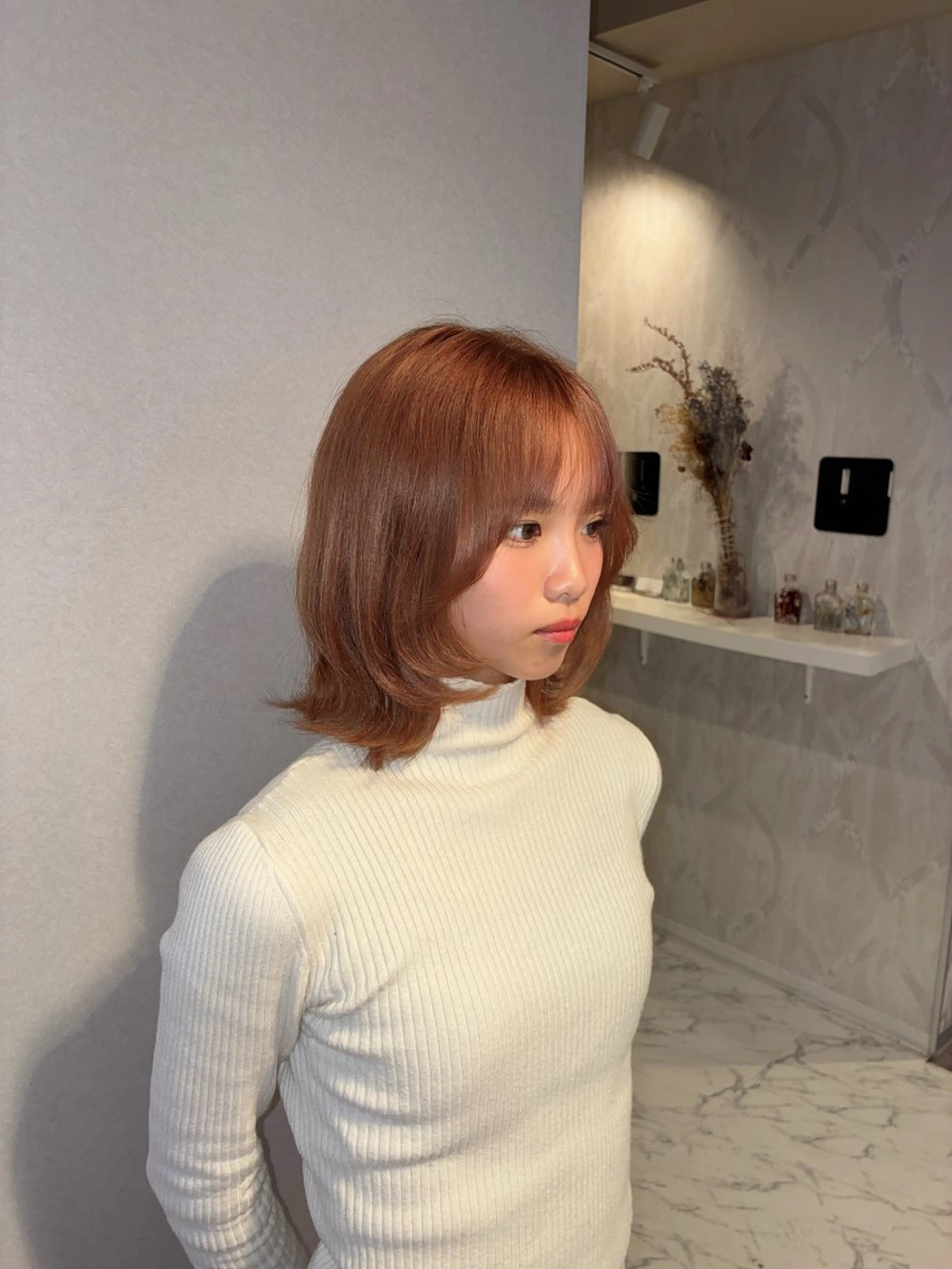 カラー ブリーチ ブラウンカラー キャラメルブラウン ハナダ メイのヘアスタイル