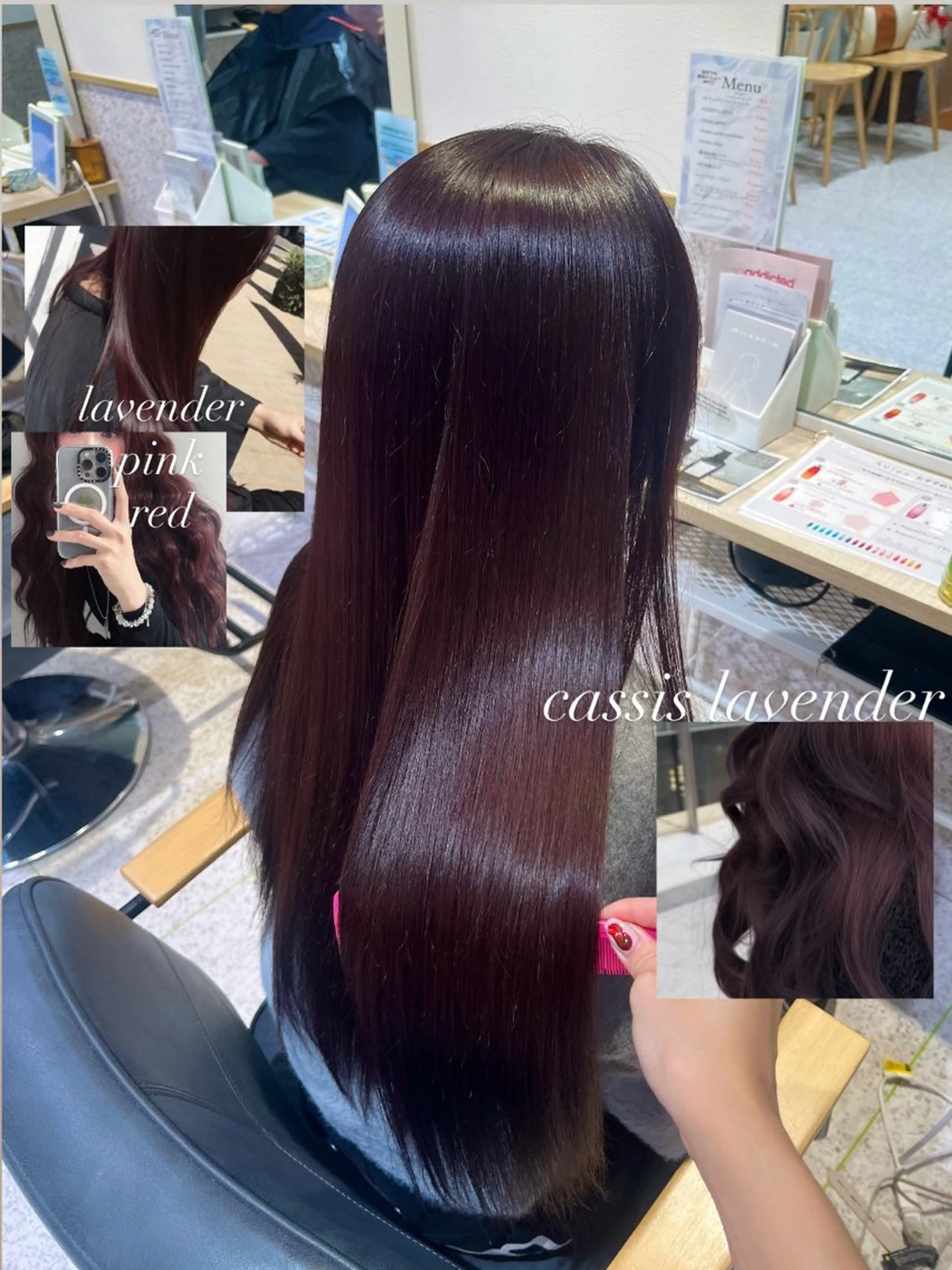 ロング カラー ブリーチ ディープラベンダー ダブルカラー ラベンダーカラー ブリーチなしカラー ヘアカラー トリートメント 髪質改善&艶カラー/ ほんだあみ (♡)のヘアスタイル