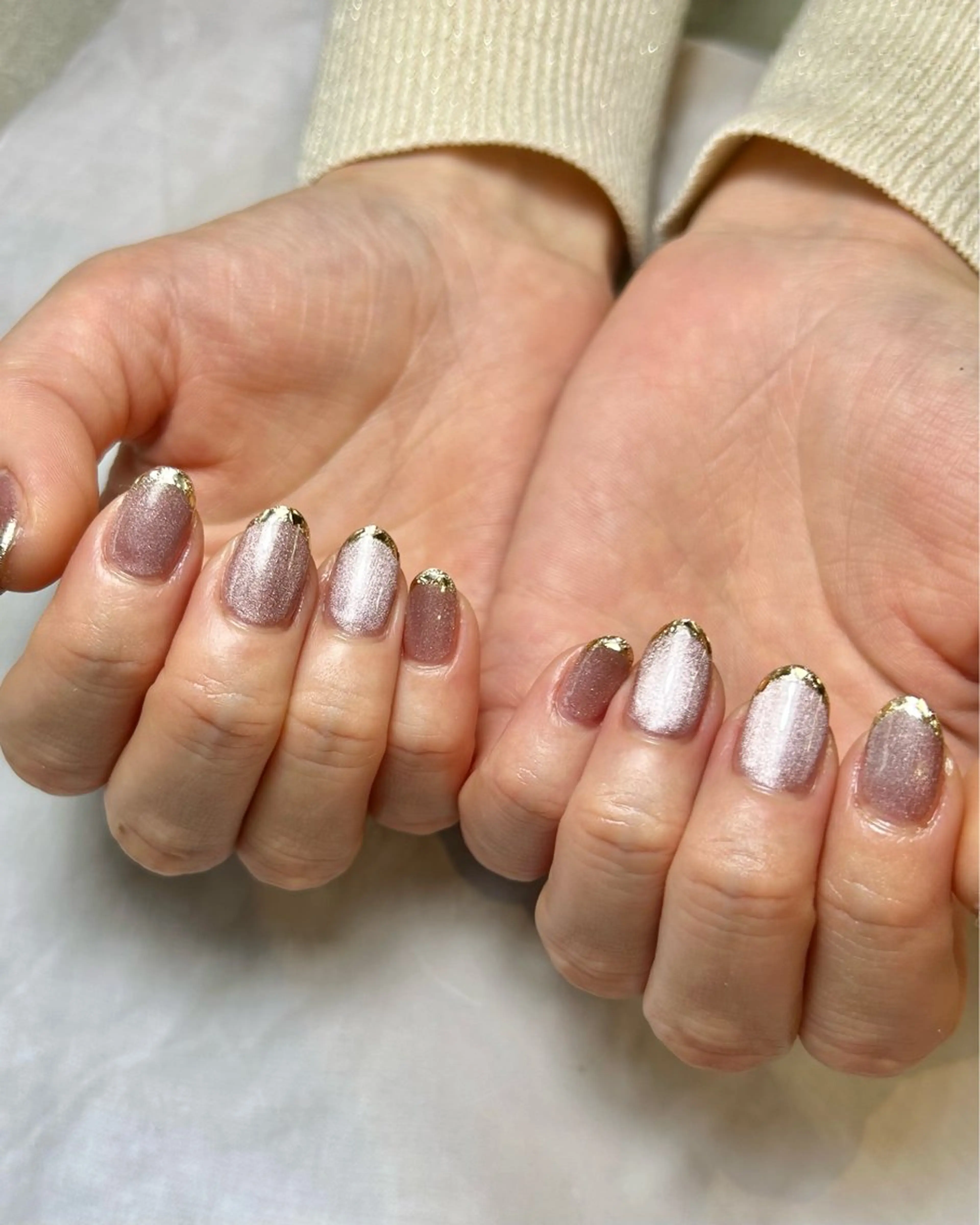 ネイル フレンチネイル ガラスフレンチ マグネットネイル ハンドネイル Reflection marikoのネイルデザイン