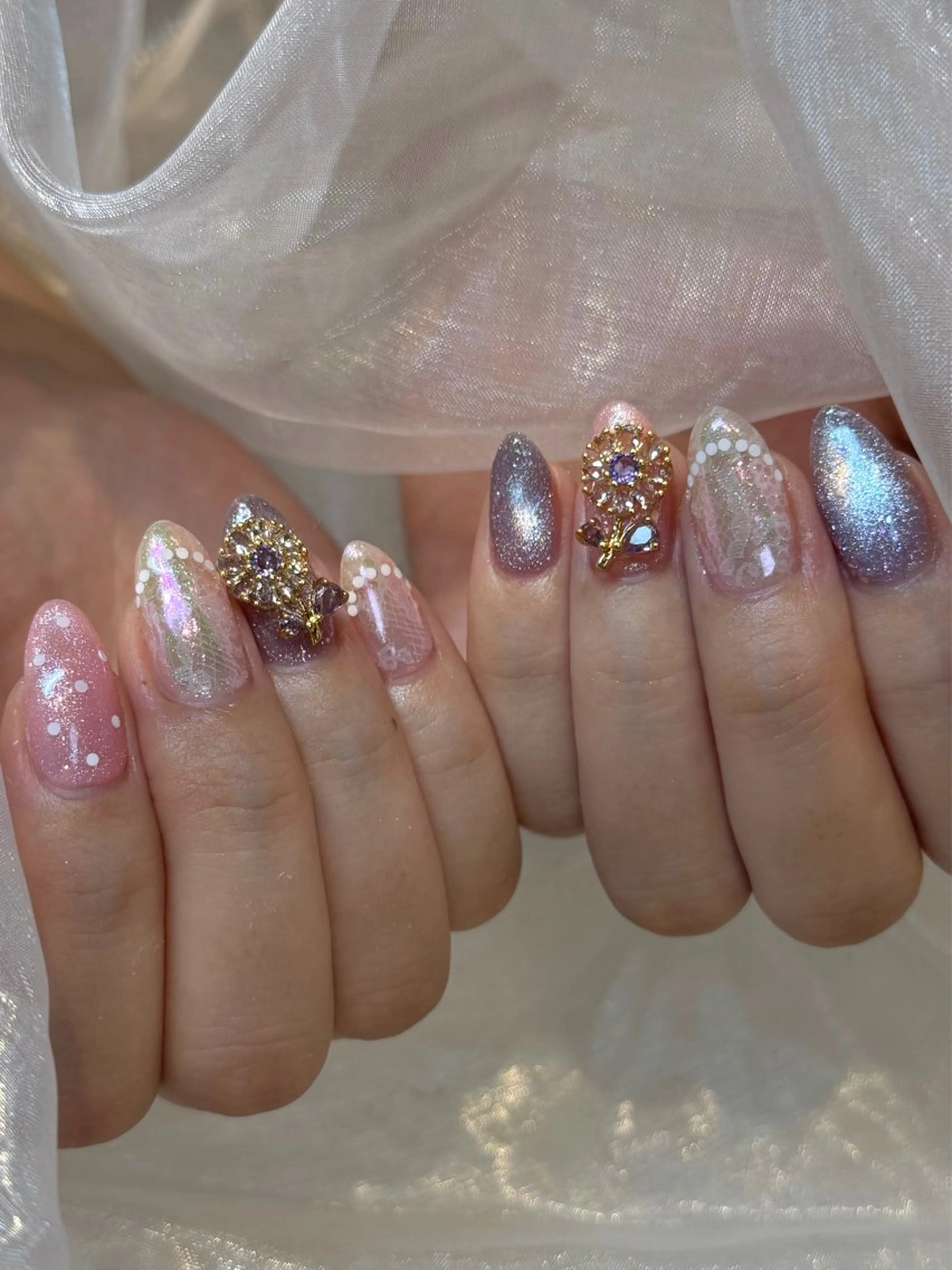 ネイル アートネイル 春ネイル yume 大人ガーリーネイルのネイルデザイン