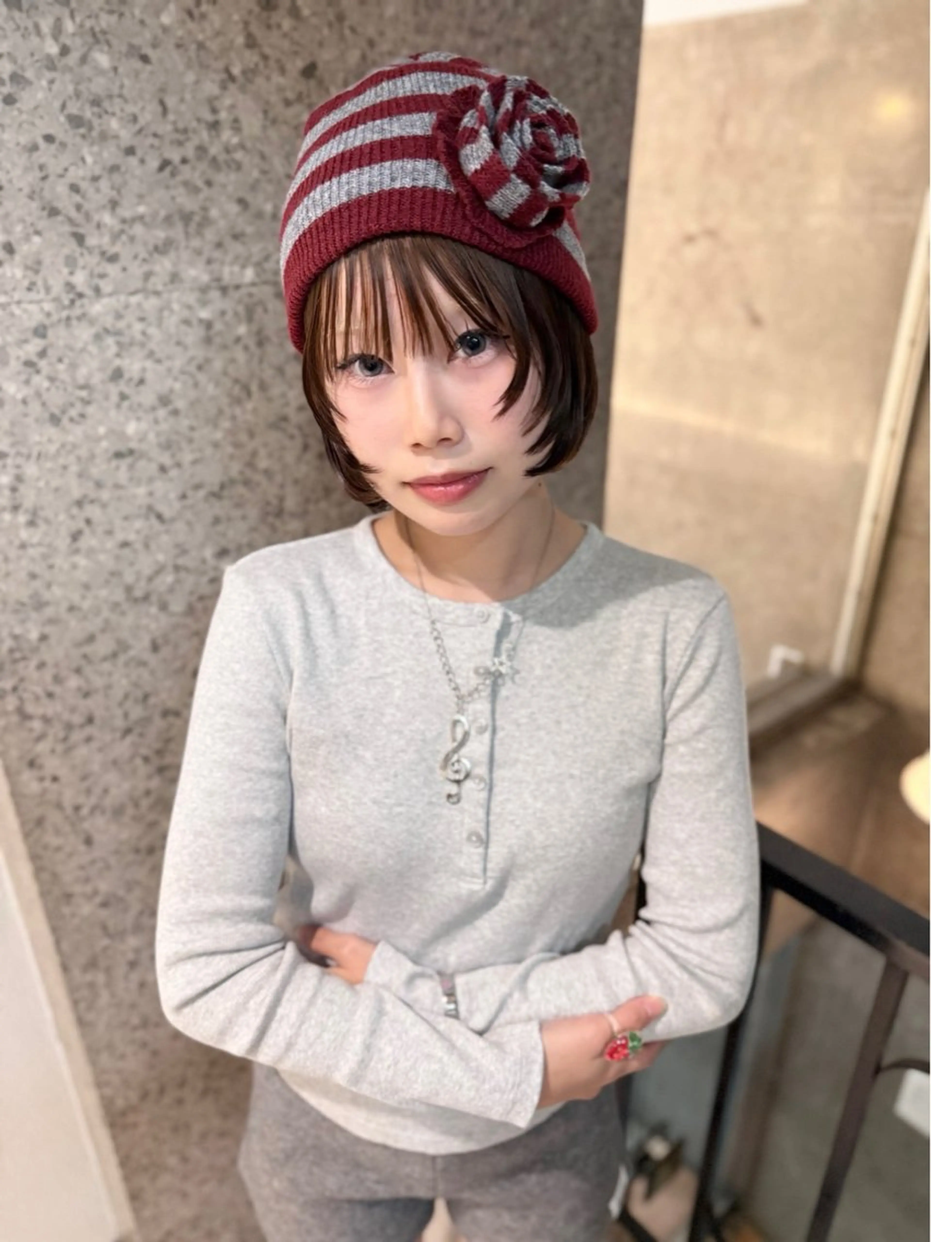 ミディアム カラー ボブ 顔まわりレイヤー 顔周りカット レイヤーカット 小顔カット カット ヘアカラー ミカ/名駅/レイヤー /ブリーチなしカラーのヘアスタイル