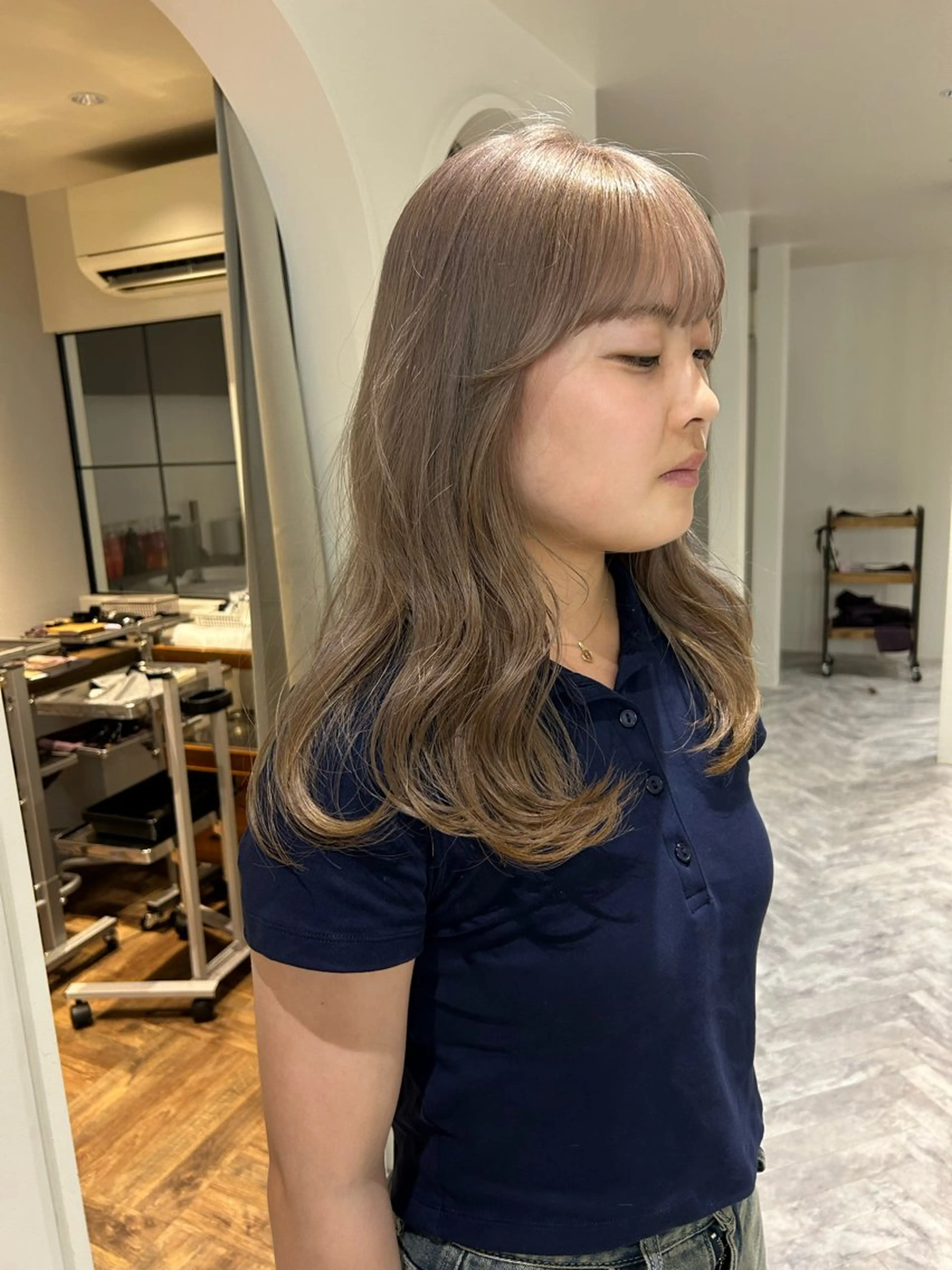 ミディアム カラー カット ヘアカラー トリートメント じゅわっと暖色カラー 🍊Moemiのヘアスタイル