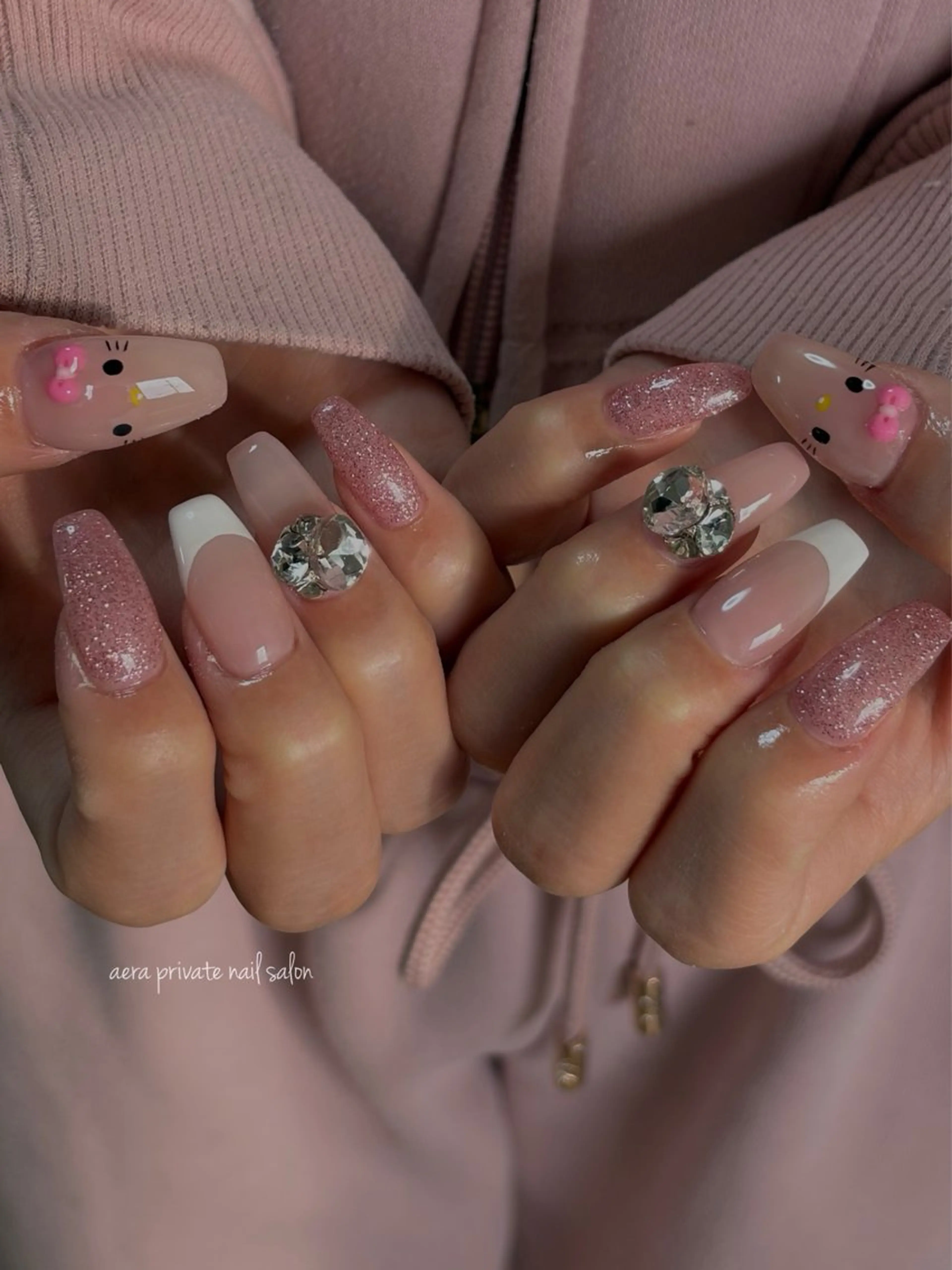 ネイル フレンチネイル ピンク 春ネイル ハンドネイル 川端 京香のネイルデザイン