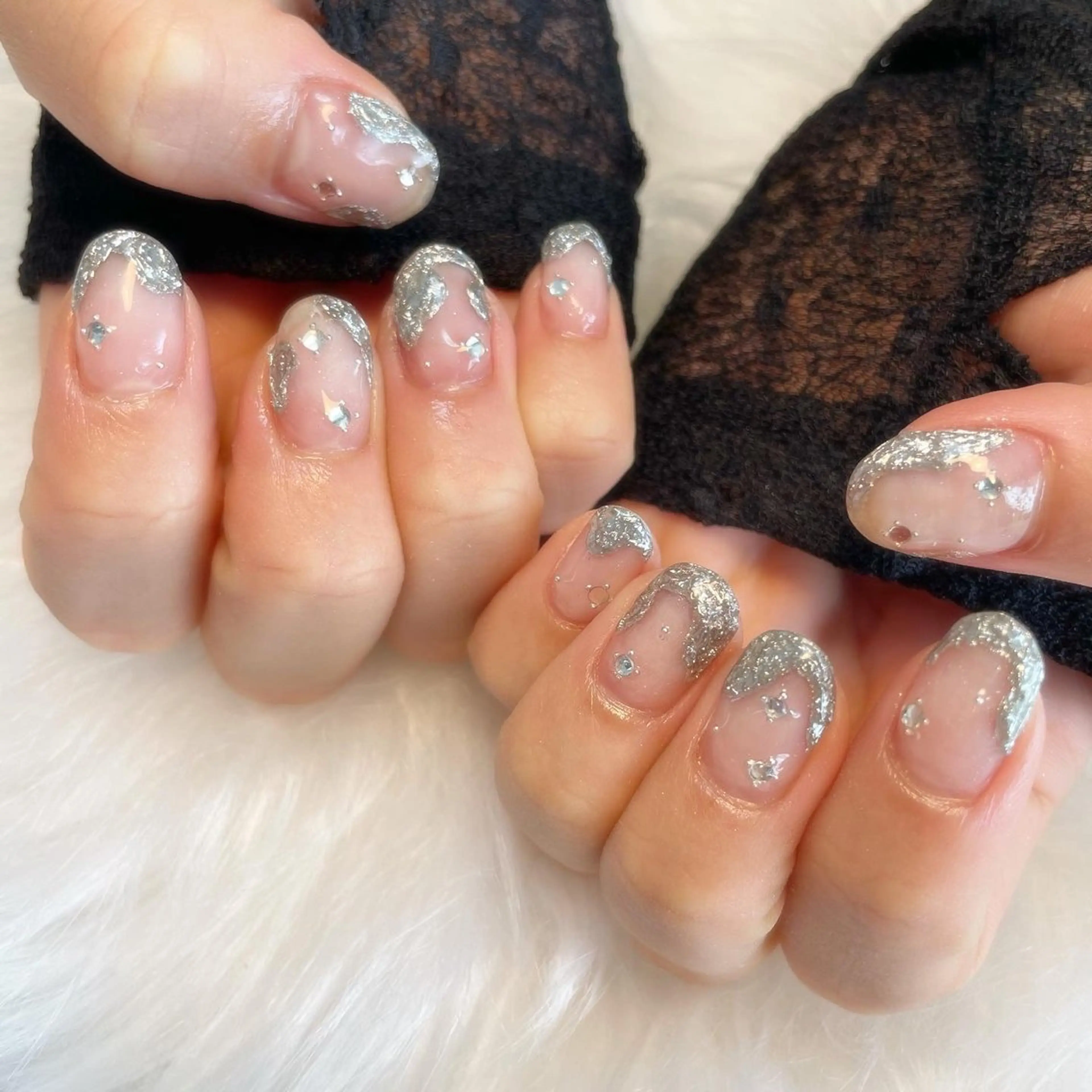 ネイル ハンドネイル ゴテゴテ💙ワンホン リオナのネイルデザイン