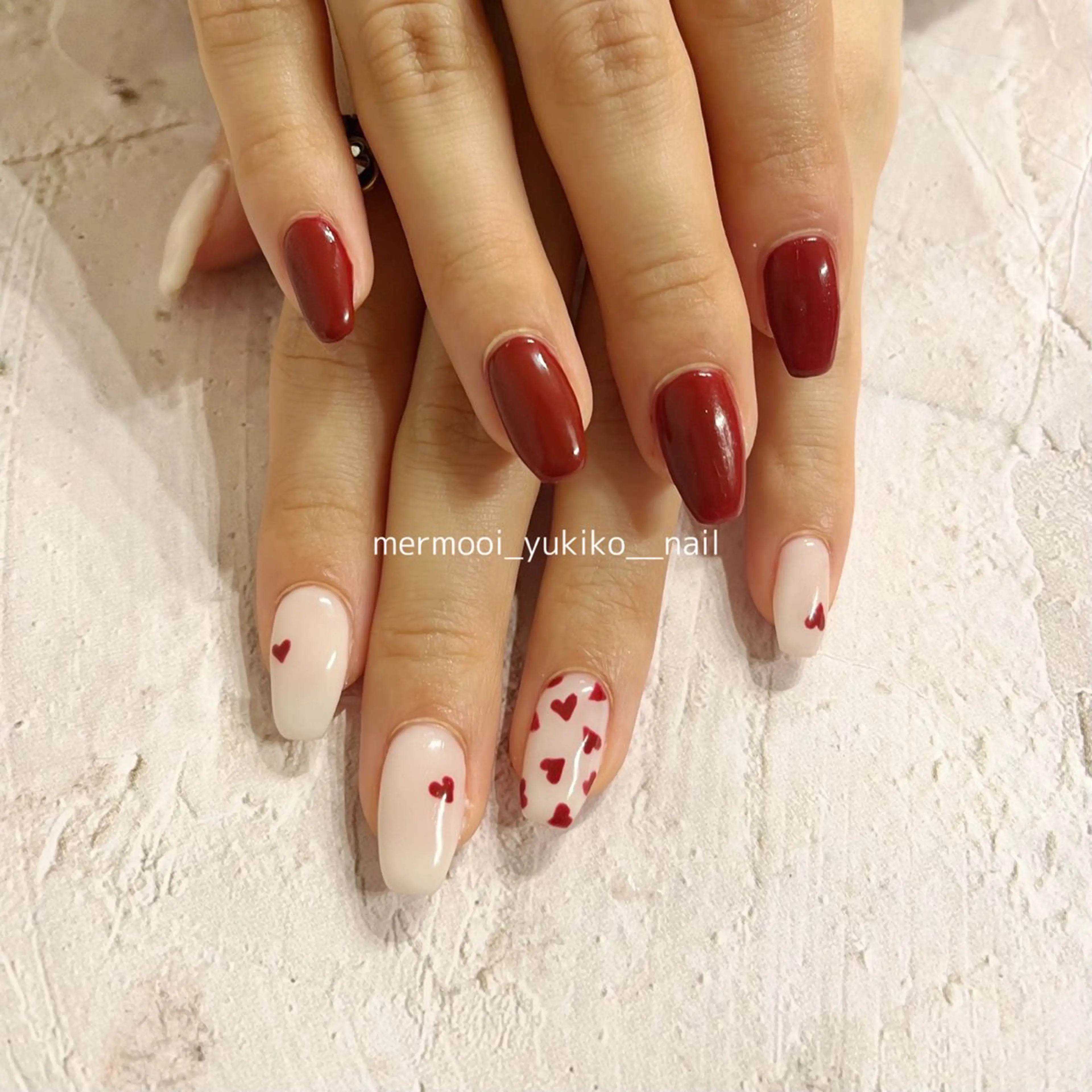 ネイル ジェルネイル ハート 韓国ネイル パラジェル スカルプネイル ハンドネイル mermooi所属・melumooi nailのネイルデザイン