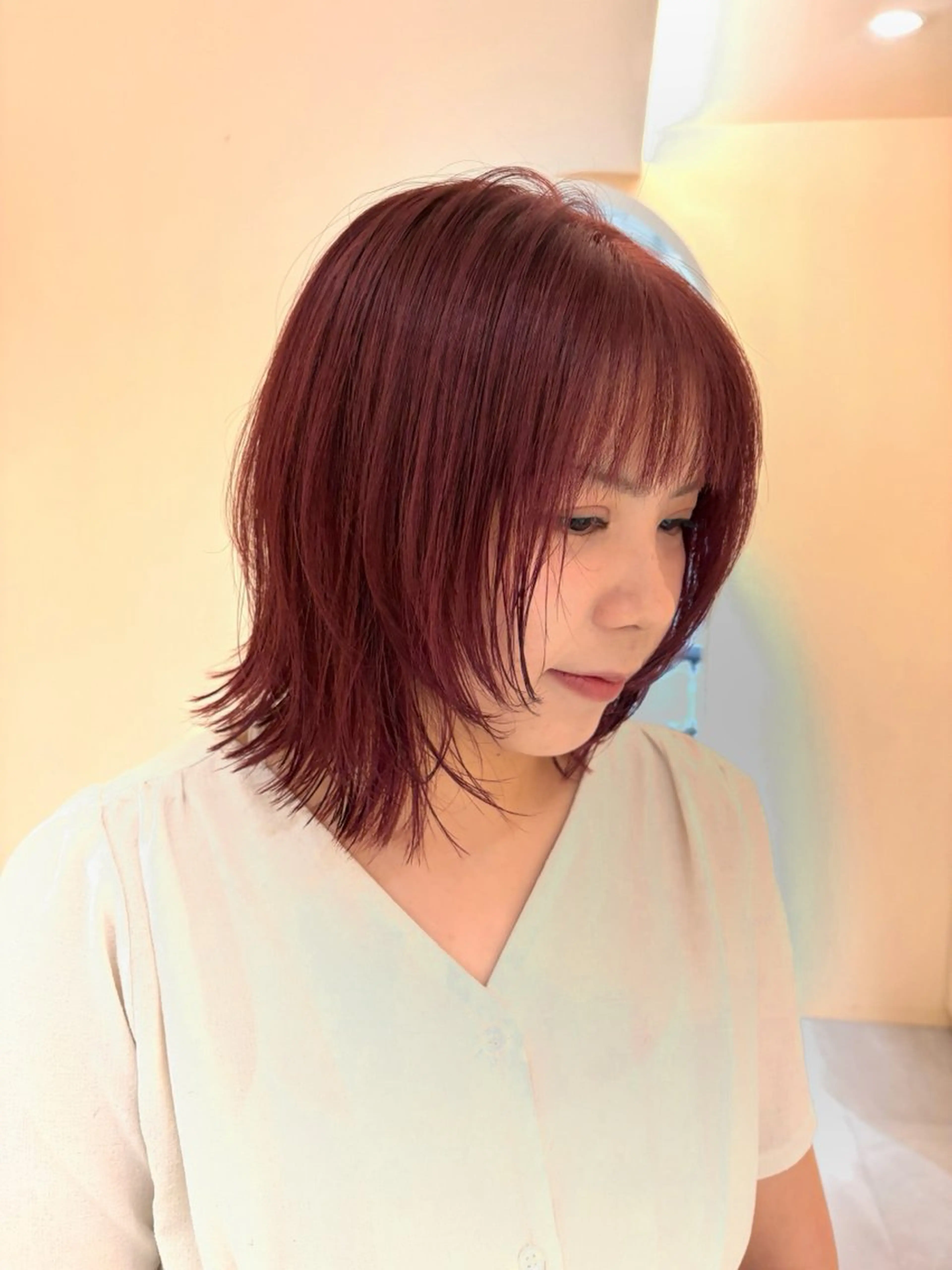セミロング カラー レイヤーカット カット ヘアカラー トリートメント ヘアセット 垢抜け/レイヤー /艶カラー🪼風香のヘアスタイル