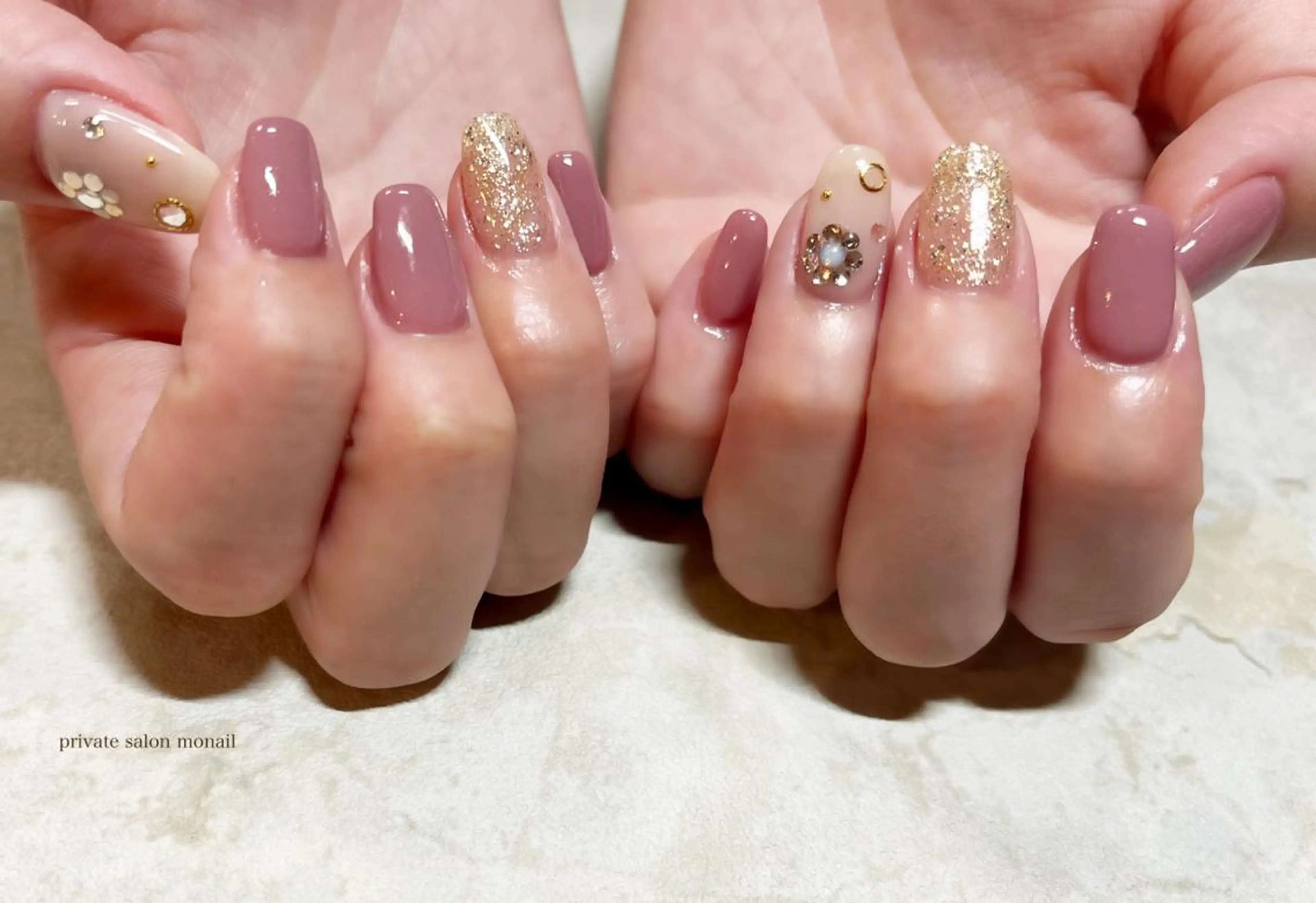 ネイル フラワーネイル ストーンネイル ハンドネイル nail salon monailのネイルデザイン