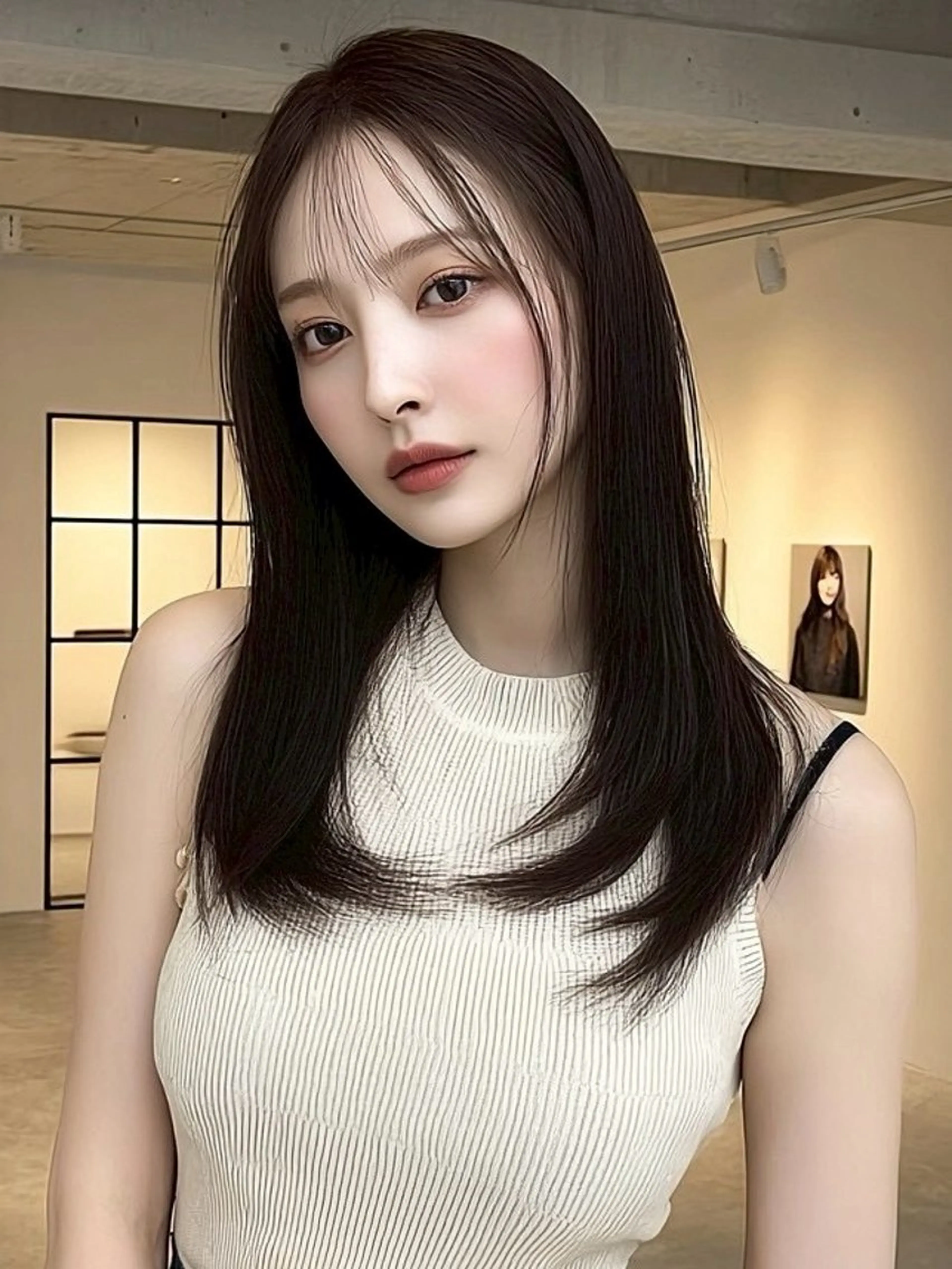 ロング カラー カット ヘアカラー トリートメント 💎透明感/韓国/ レイヤー/泉亮介💎のヘアスタイル