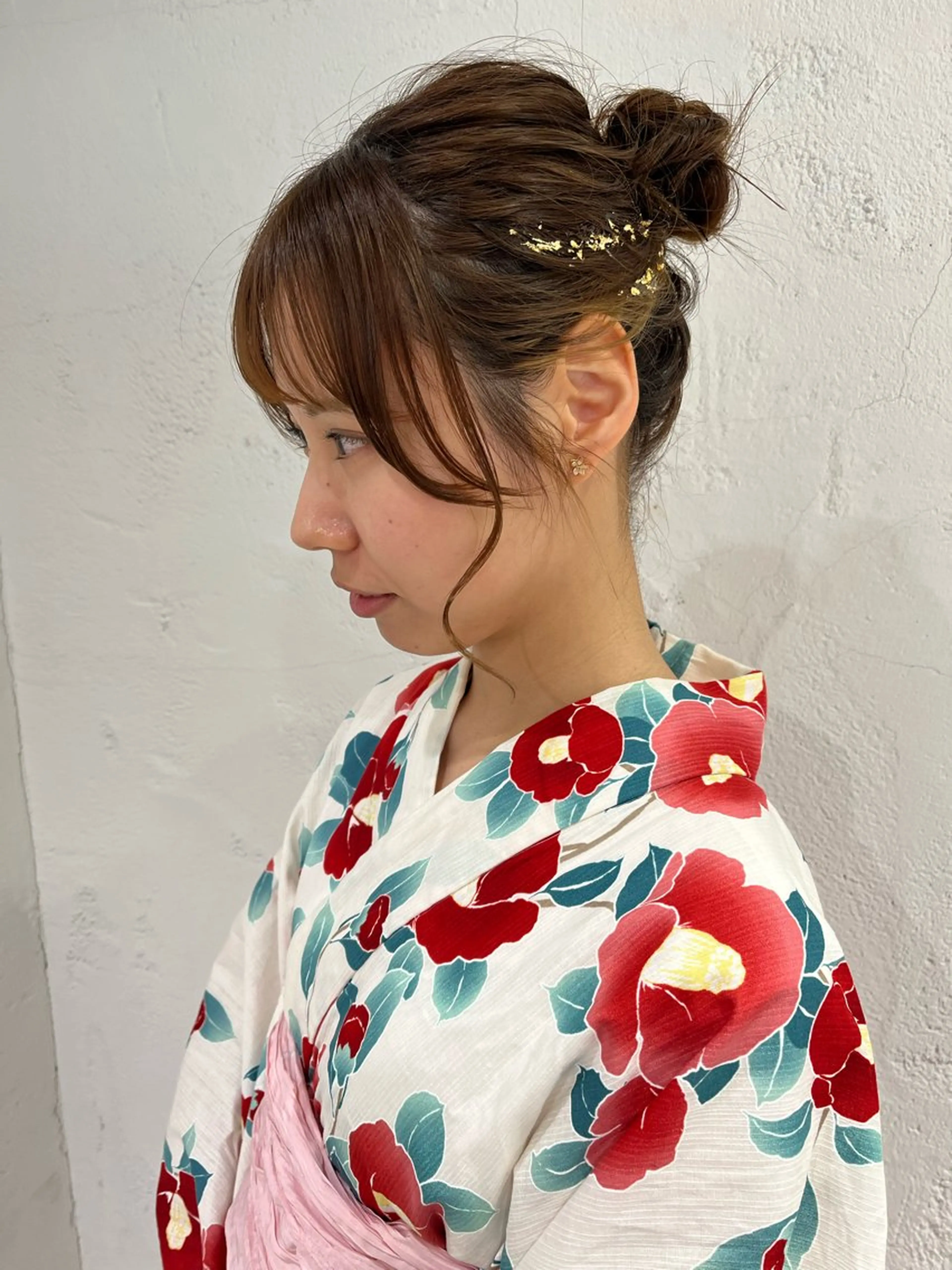 ミディアム ヘアアレンジ 浴衣 透明感カラー/ 髪質改善/レイヤーのヘアスタイル