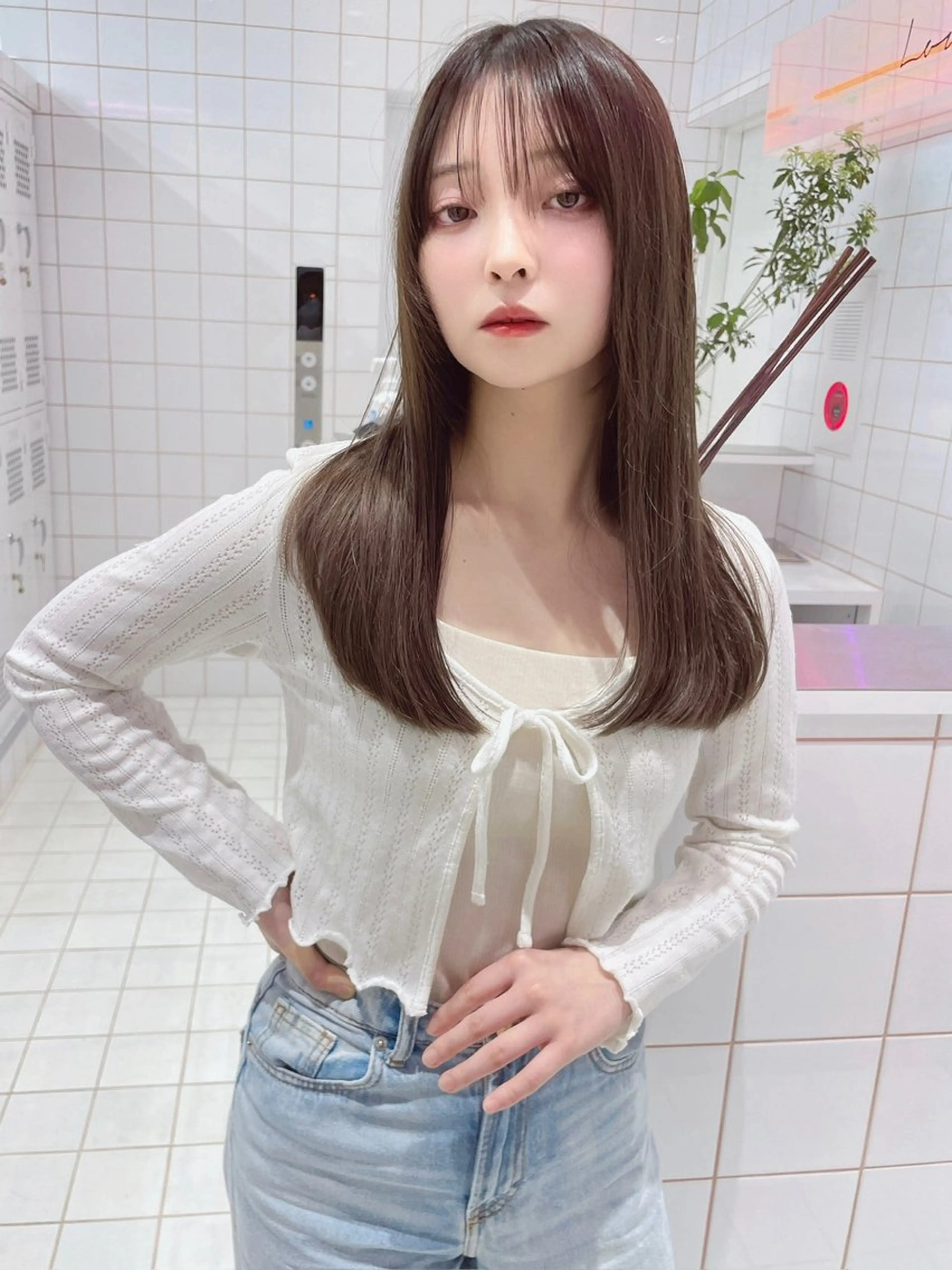 セミロング カラー カット ヘアカラー トリートメント ブリーチなし 透明感カラー/艶髪のヘアスタイル