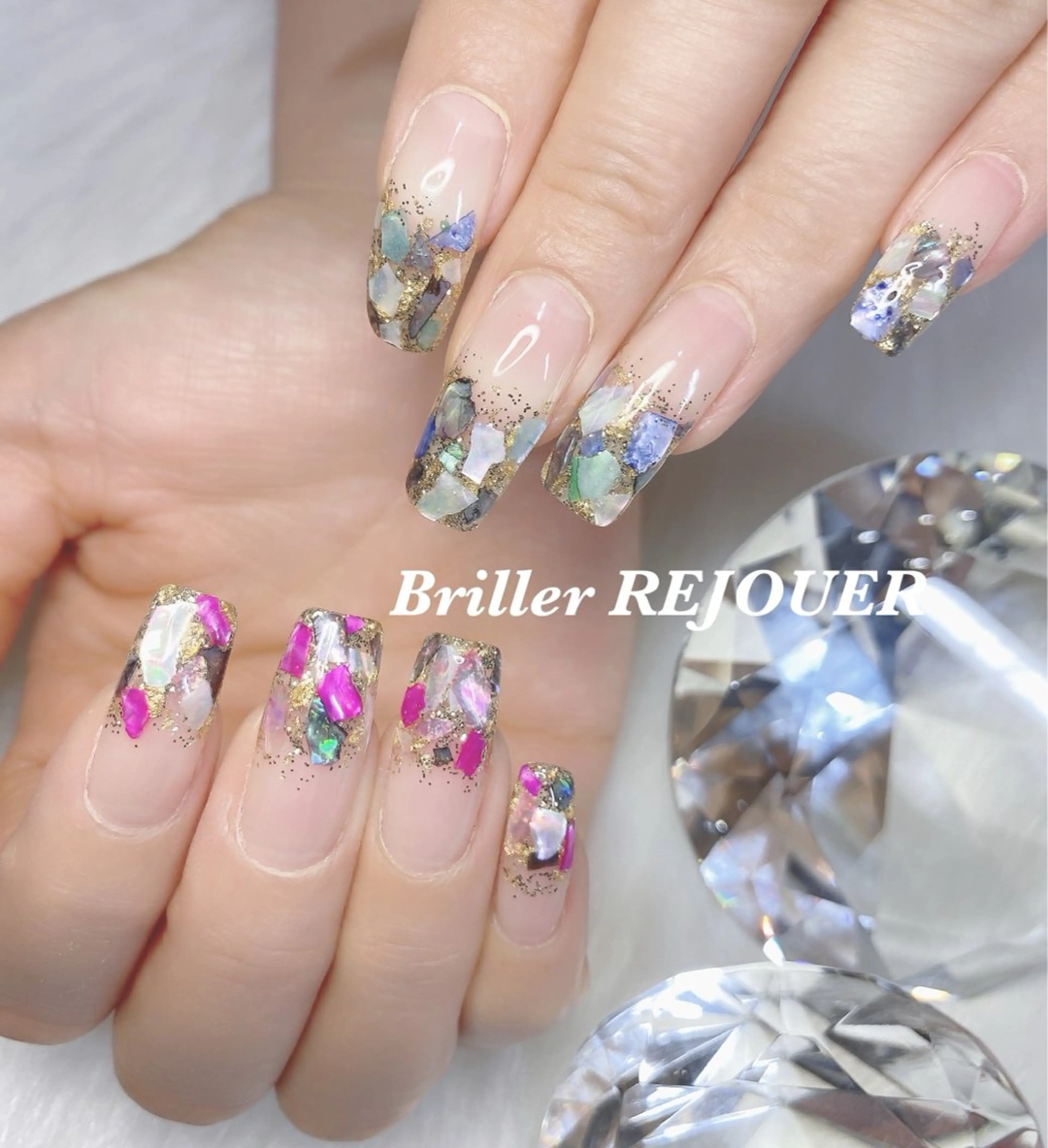 ネイル ジェルネイル グラデーション ラメ(グリッター) ラメグラデーション スカルプネイル ネイルサロン&ネイルスクール Briller-REJOUER 【ブリエ・レジュール】所属・Briller Rieのネイルデザイン