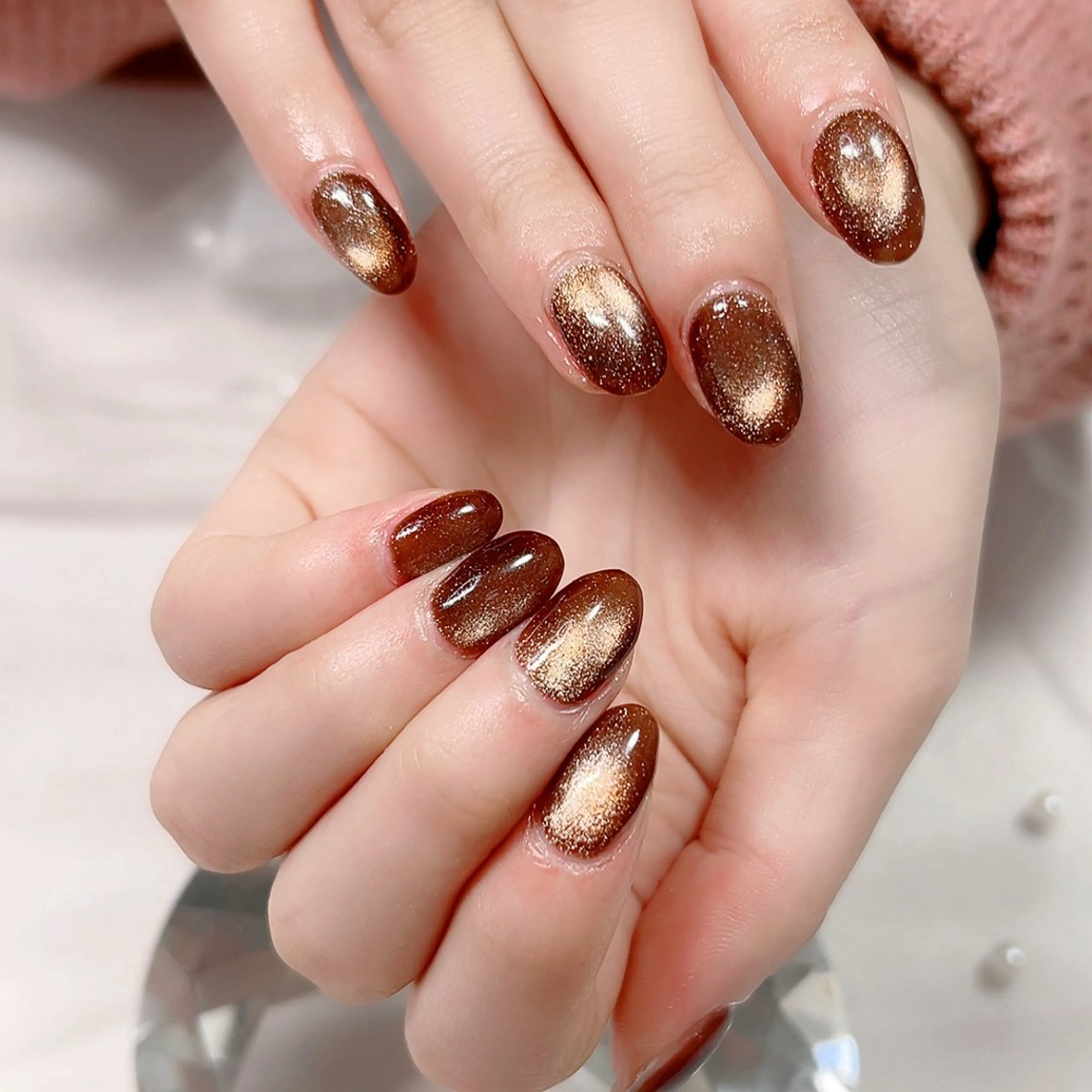 ネイル マグネットネイル マグネットワンカラー オフィスネイル ワンカラーネイル 春ネイル ハンドネイル Cute Tips nailのネイルデザイン