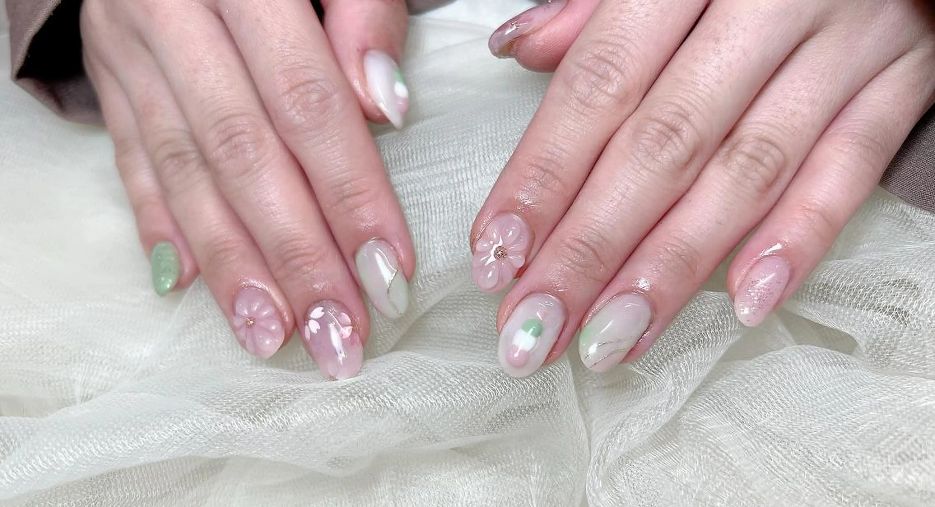 ネイル 桜ネイル 春ネイル ハンドネイル ♡4U NAIL& 韓国美容＆ネイル♡のネイルデザイン