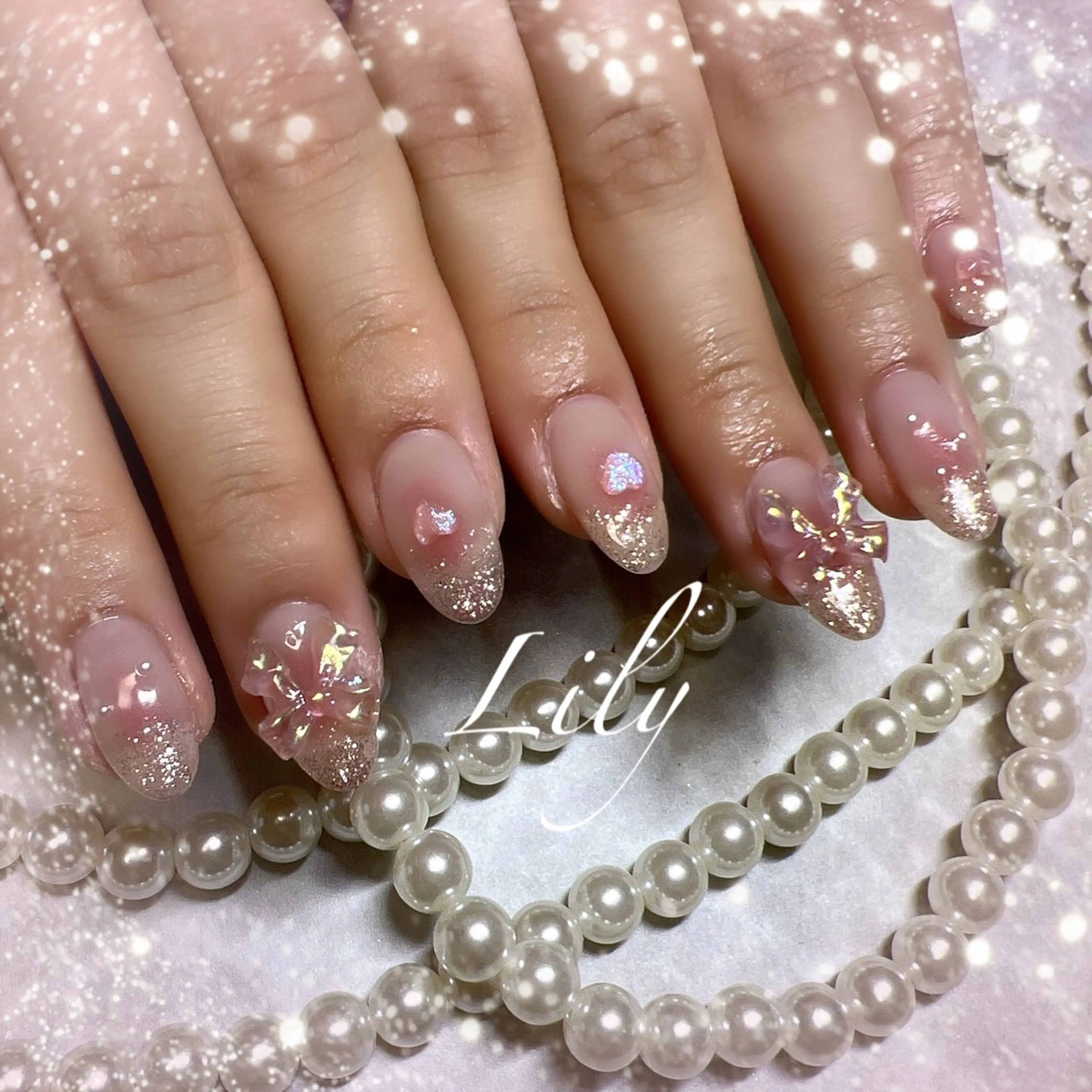 ネイル ガーリー ワンホンネイル ハンドネイル Lily*nail 🌻Mii🌻のネイルデザイン