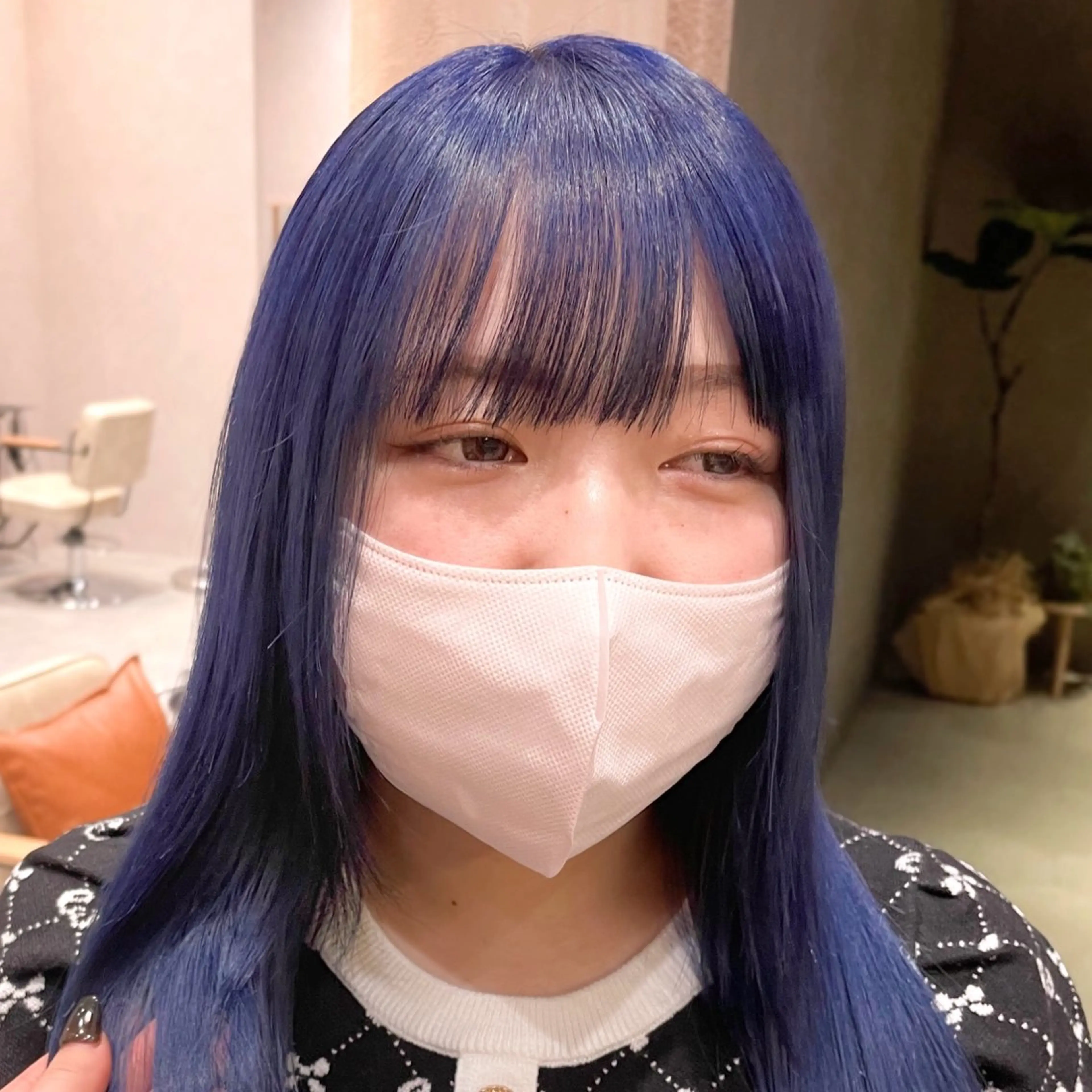 セミロング カラー ブリーチ ブルーカラー レイヤー/柔らか 透明感カラー/ゆきなのヘアスタイル