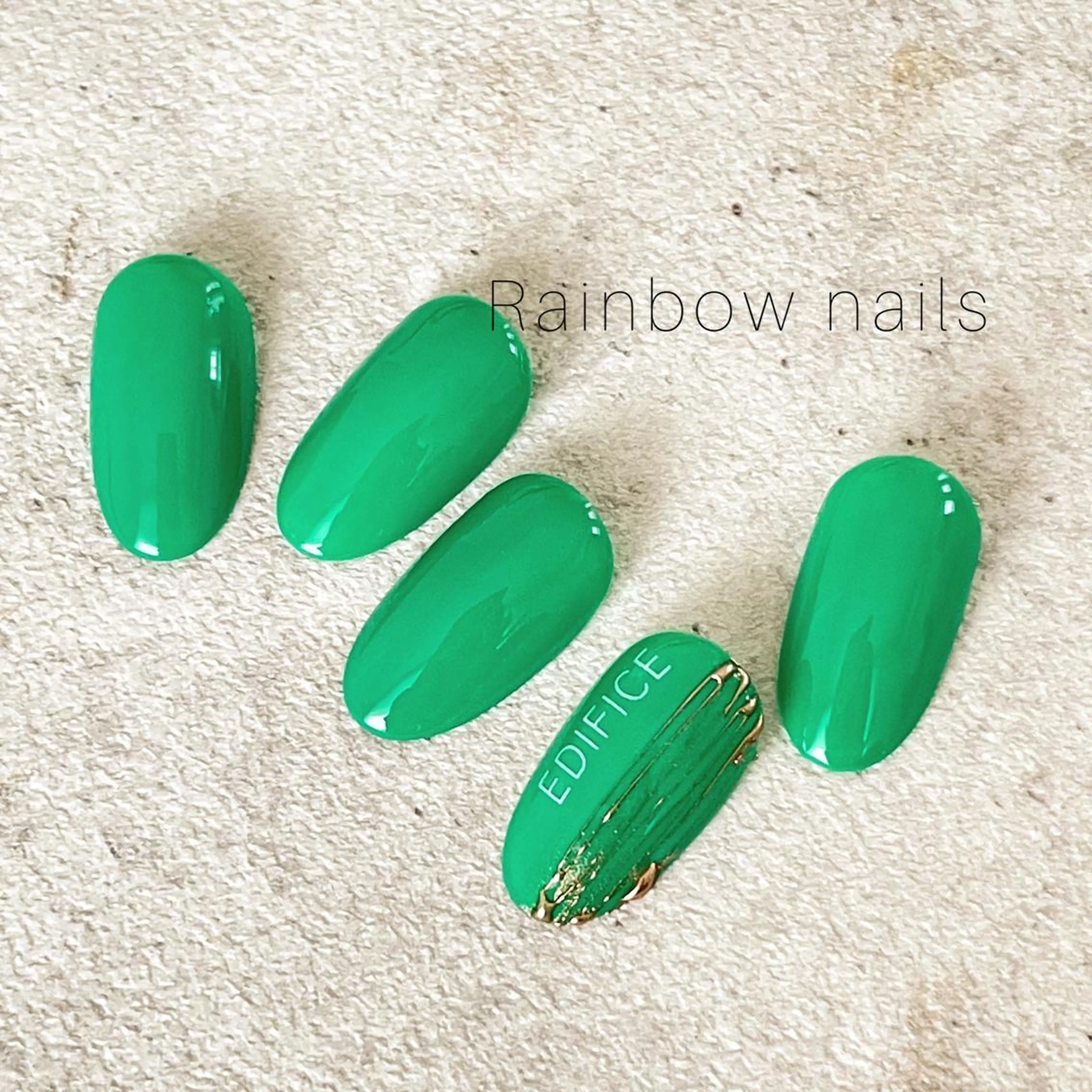 ネイル グリーン ミラーネイル Rainbow nailsくろちゃんのネイルデザイン