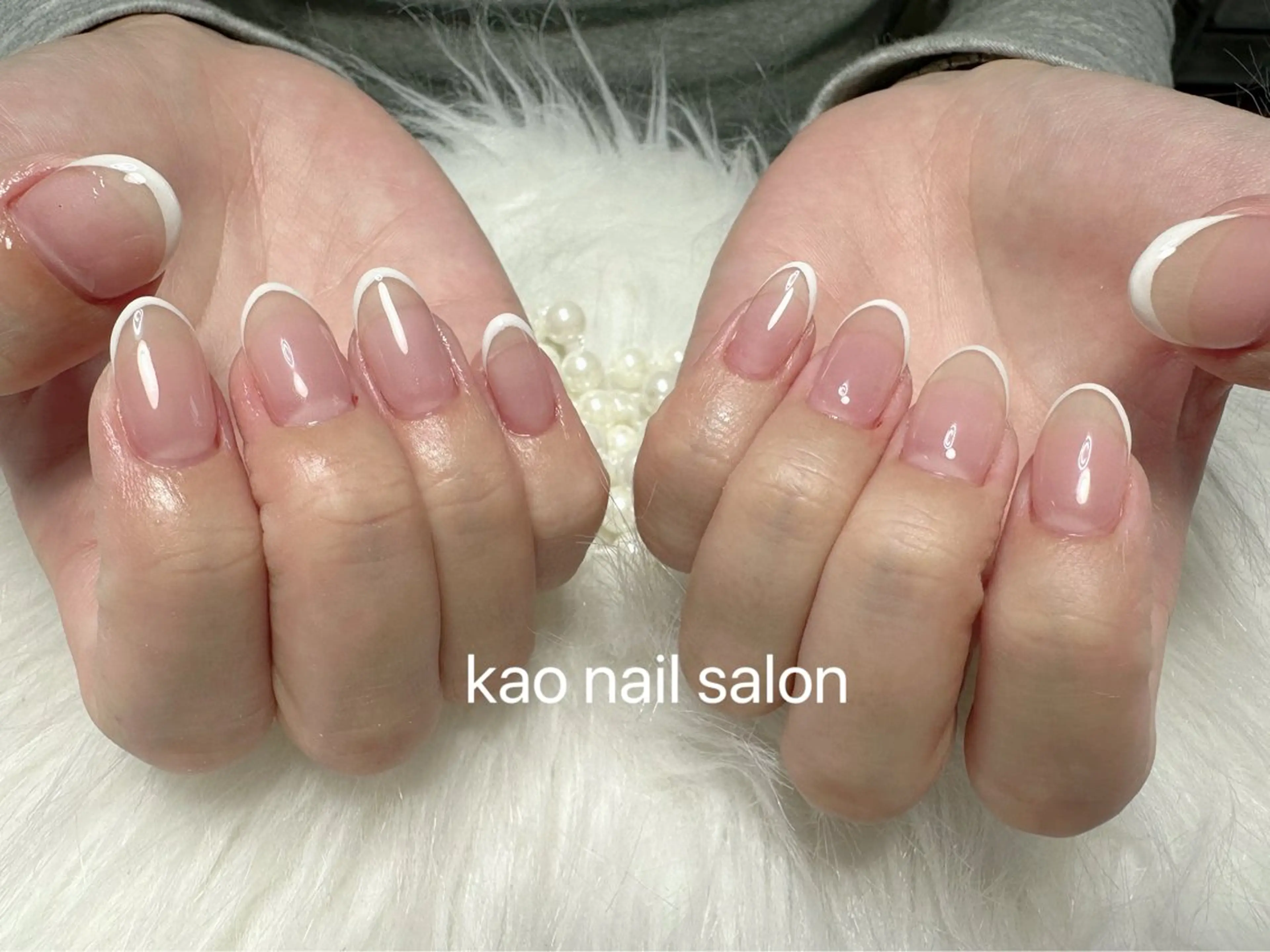 ネイル チークネイル 長さ出し フレンチネイル ジェルネイル ガラスフレンチ ハンドネイル kao nail マグネット/長さだしのネイルデザイン