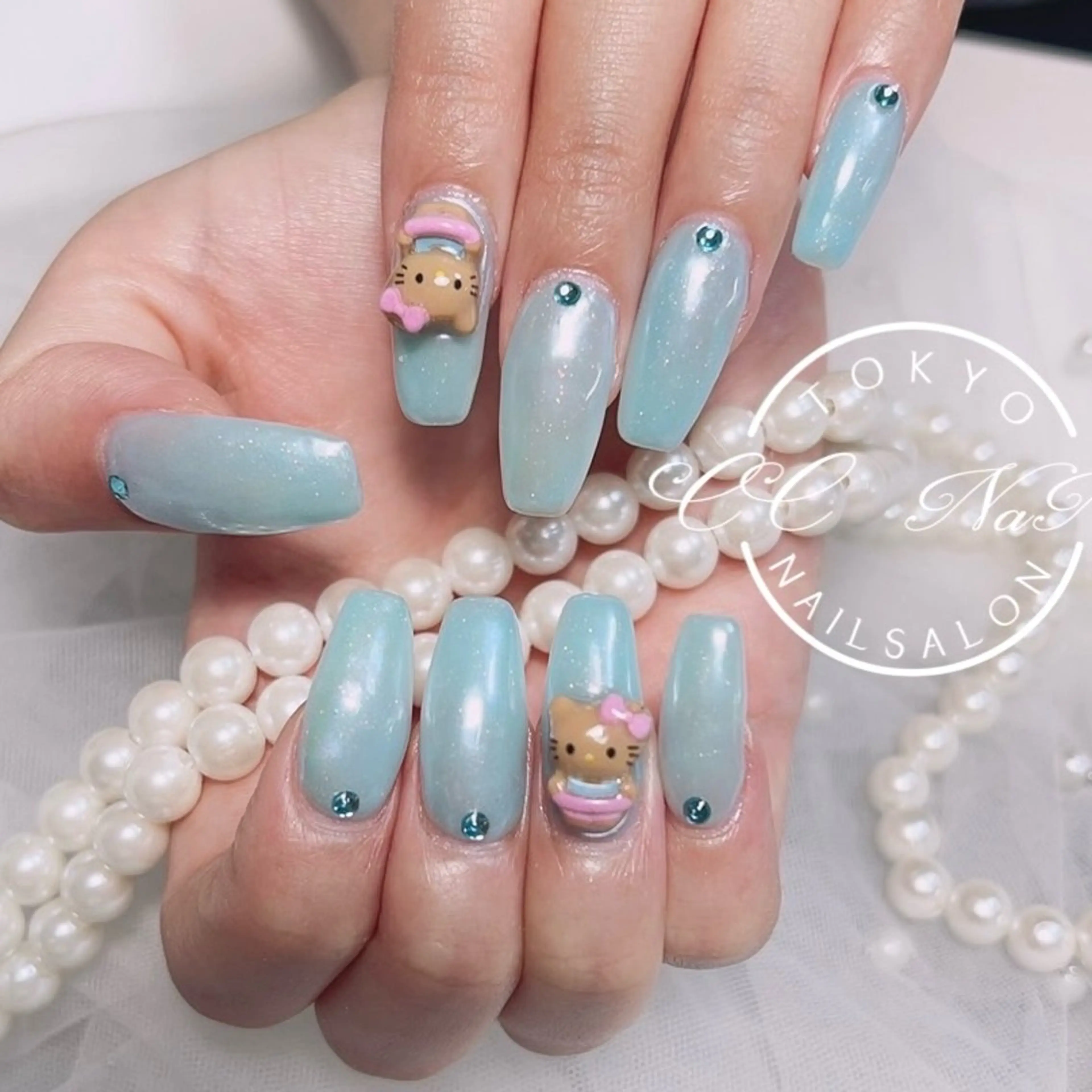 ネイル スカルプネイル 夏ネイル ハンドネイル 💎CC・NaNa 韓国風ネイル🌙Cのネイルデザイン