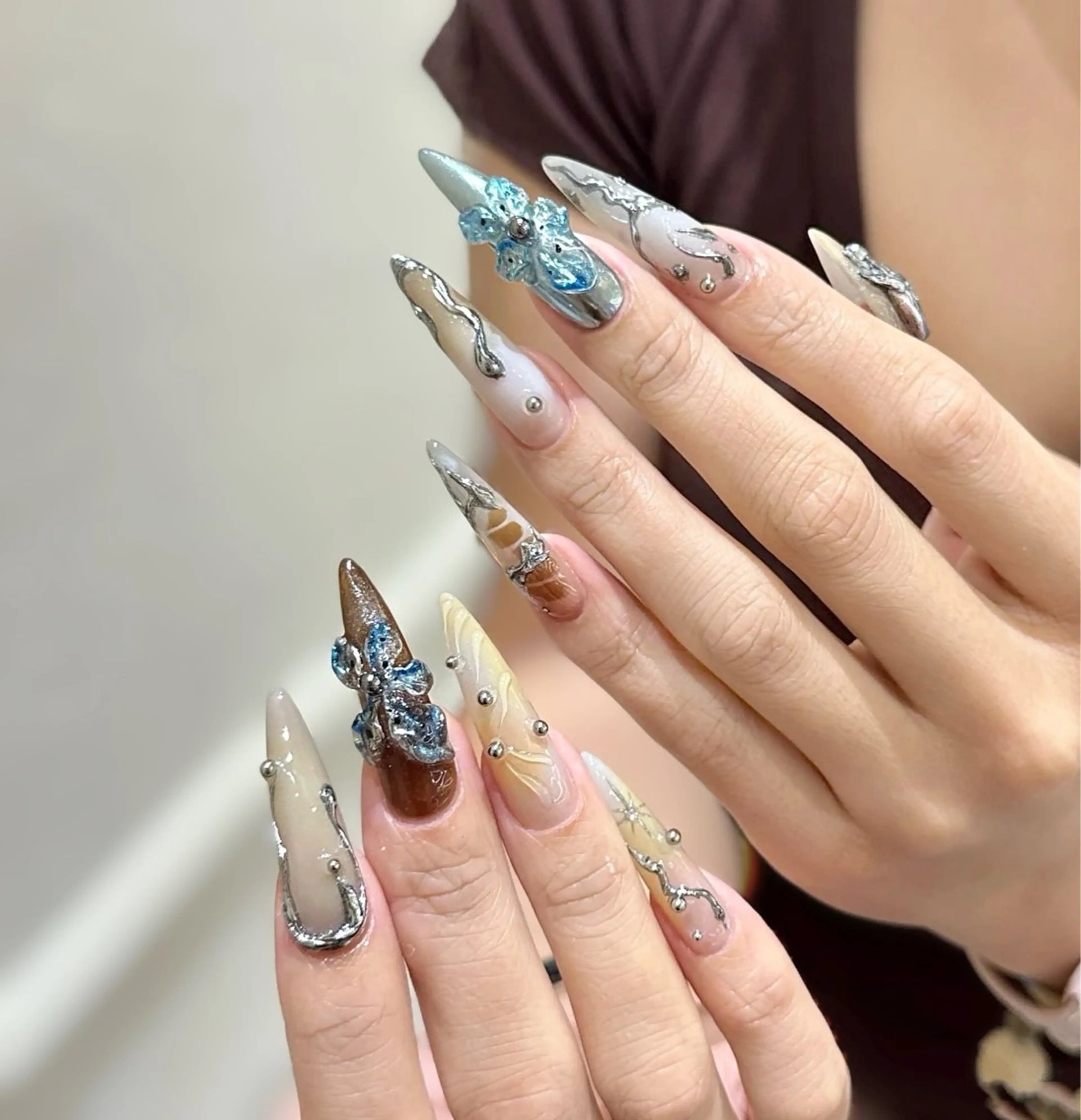 ネイル アートネイル チークネイル フレンチネイル ジェルネイル グリーン YK Beauty Salonのマツエク・マツパデザイン