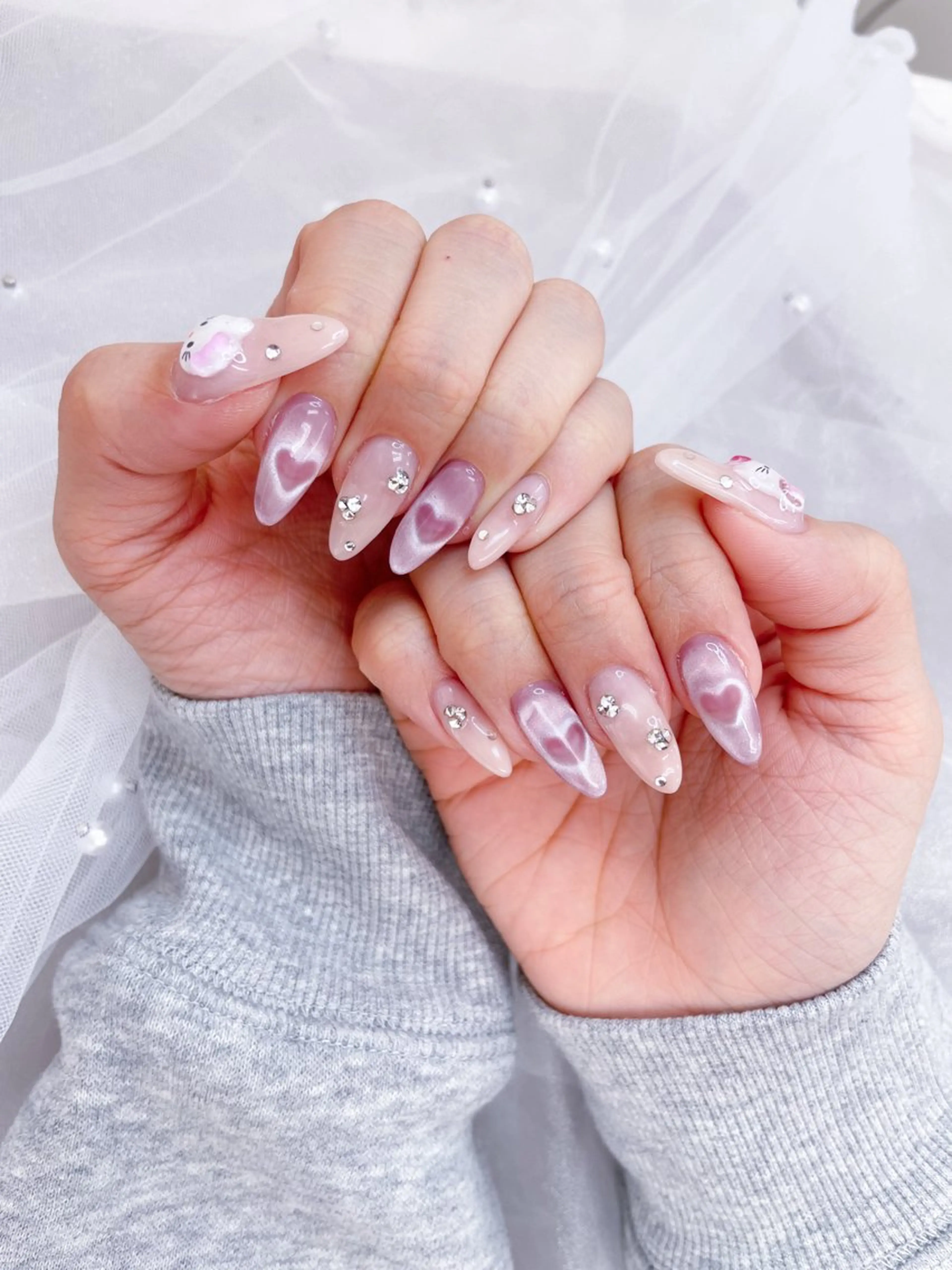 ネイル ハート 持ち込み ハンドネイル 五十嵐 美智のネイルデザイン