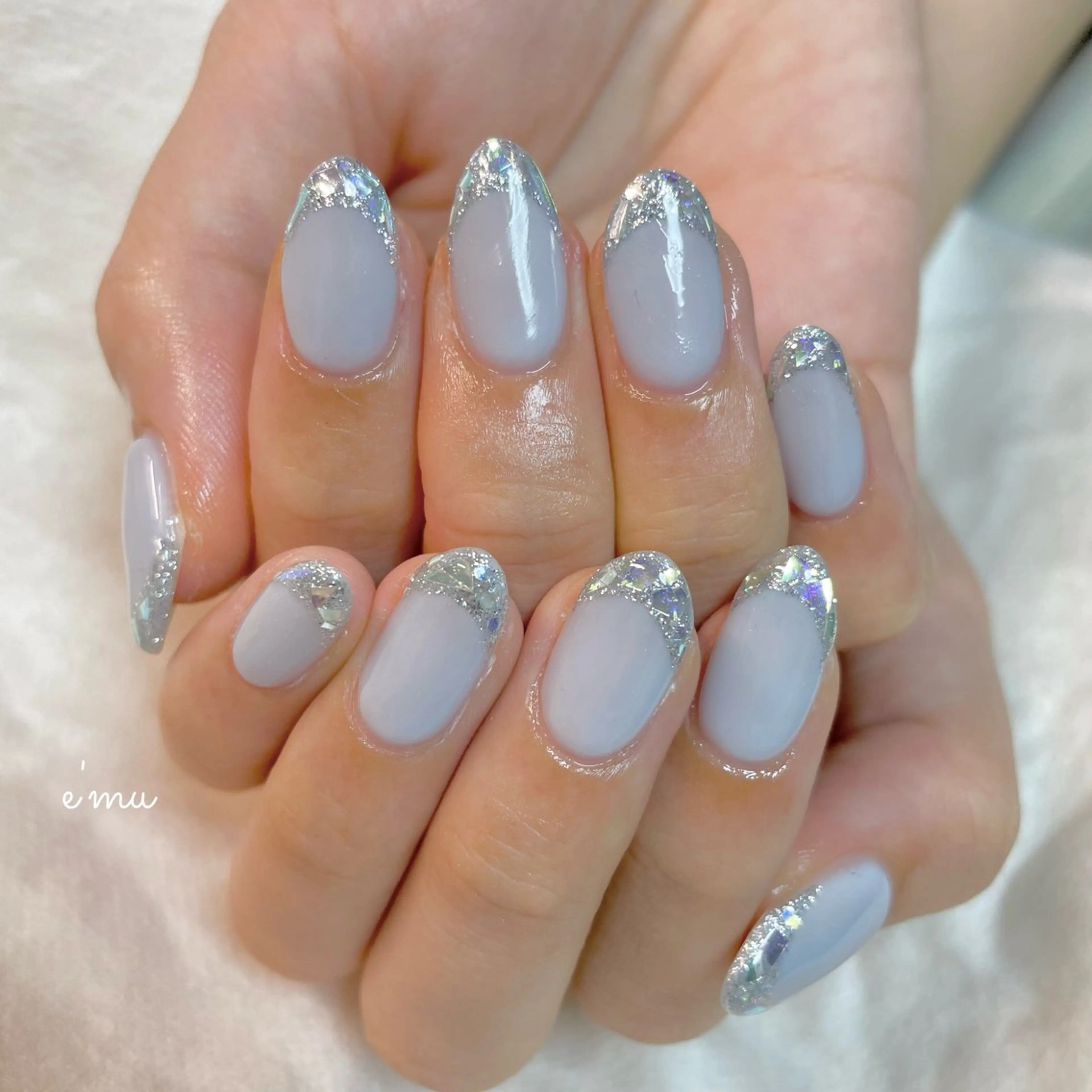 ネイル フレンチネイル ガラスフレンチ ハンドネイル nail salon e'mu💐のネイルデザイン