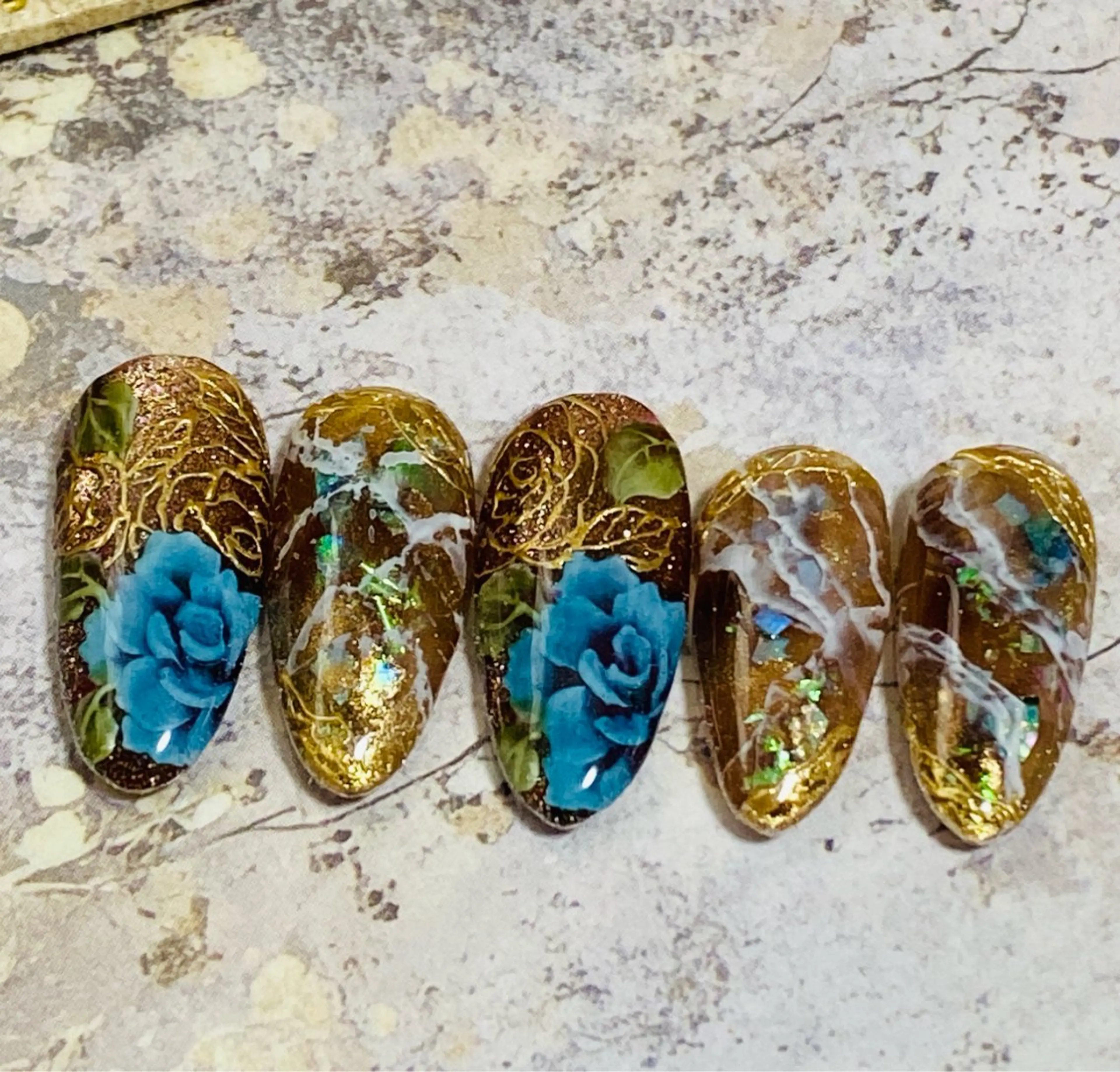 ネイル ブルー 自宅ネイルサロン ♦️nuance♦️のネイルデザイン