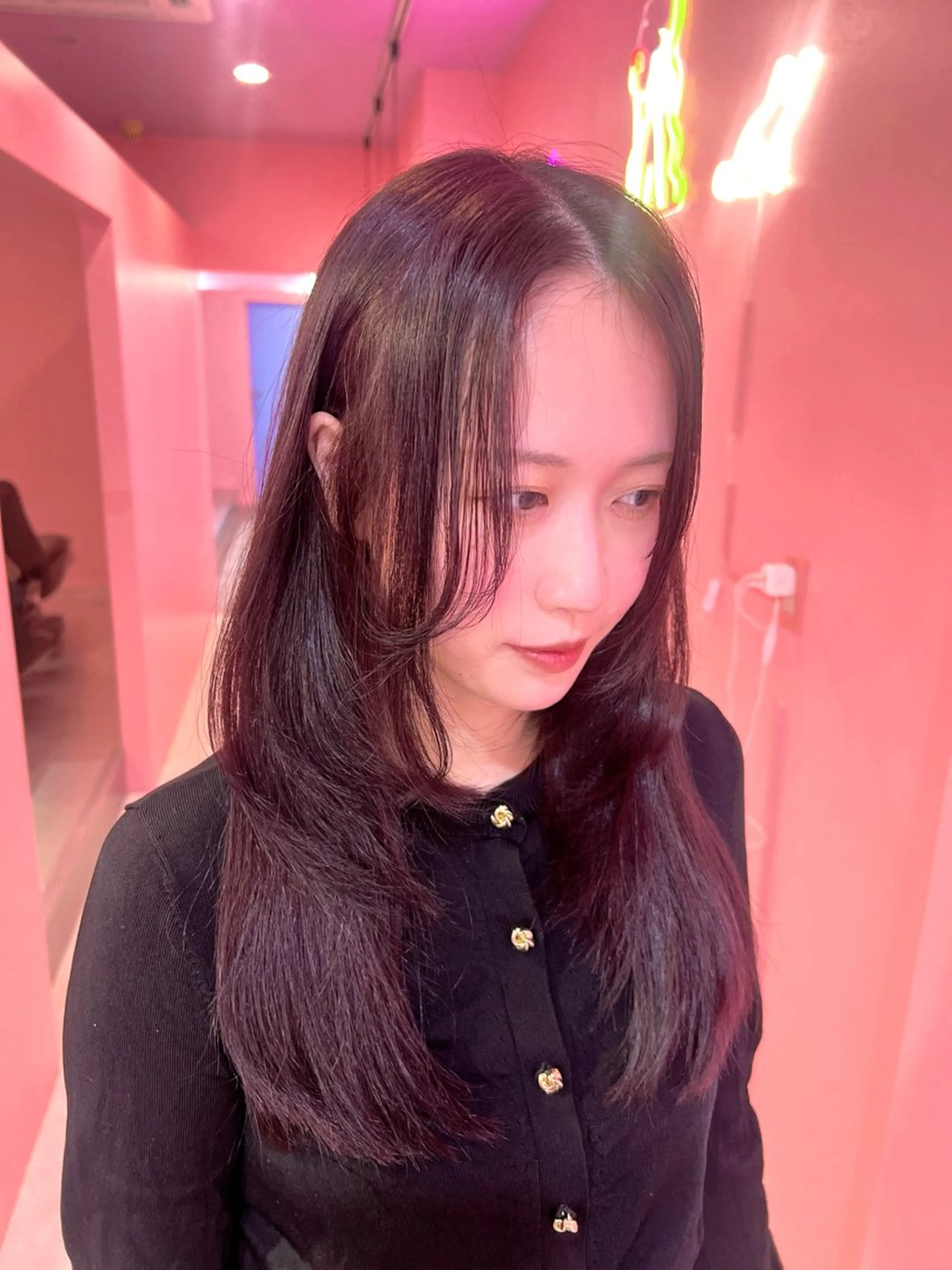 ロング カット ヘアカラー トリートメント 紙屋町ショート /ボブ　パーマ河内蓮のヘアスタイル